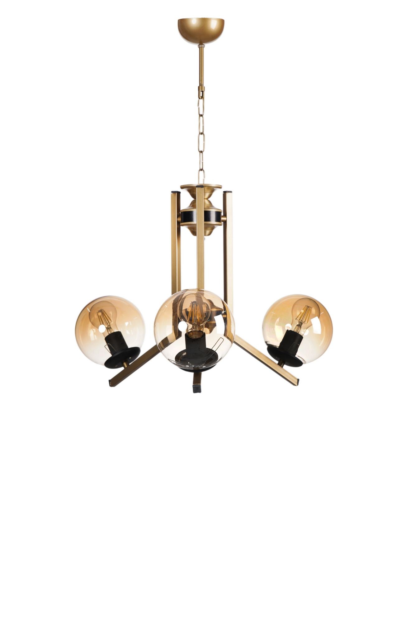 Candeeiro de Teto – Ø15 cm – Mel e Ouro – Metal e Vidro