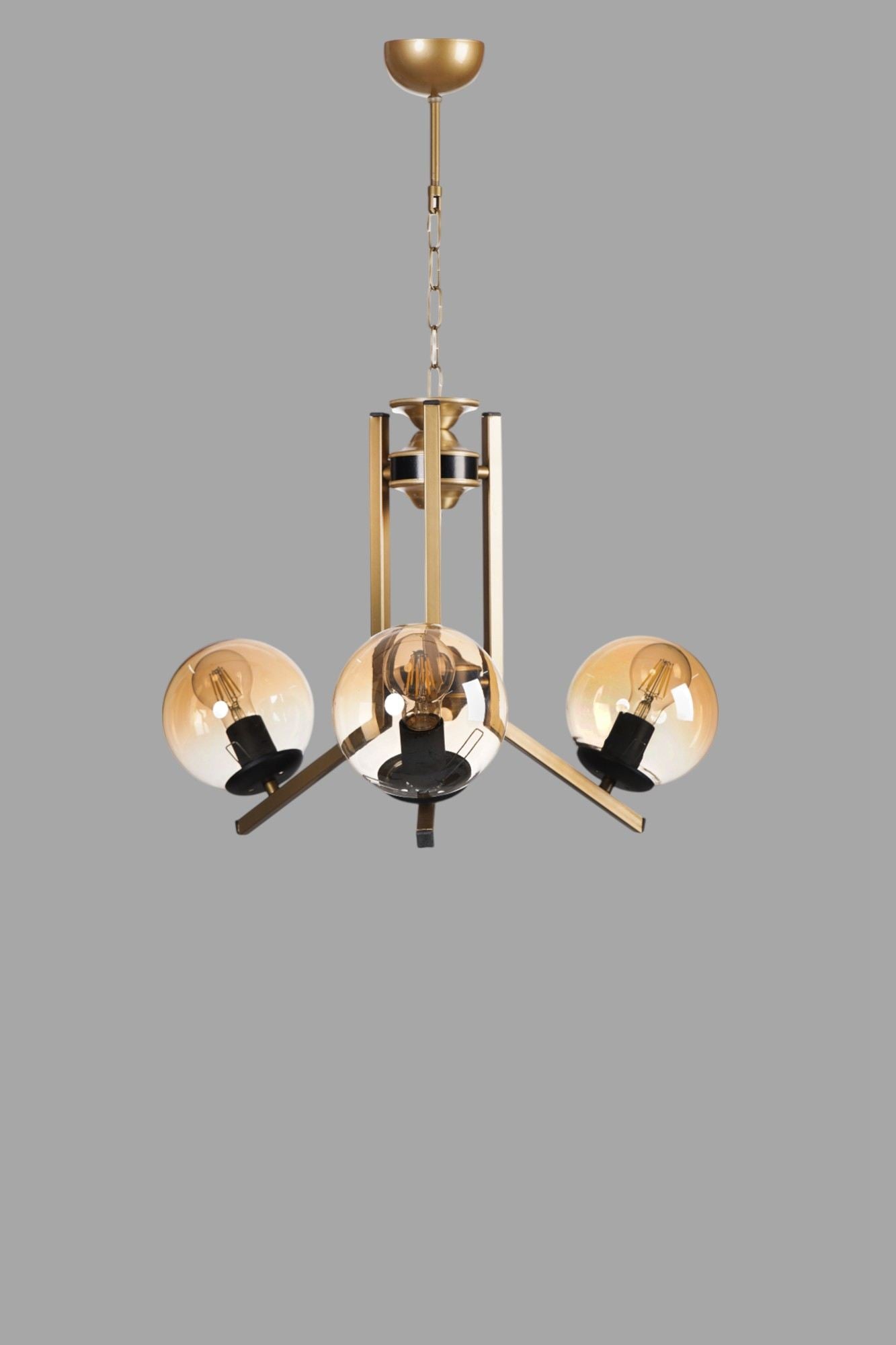 Candeeiro de Teto – Ø15 cm – Mel e Ouro – Metal e Vidro