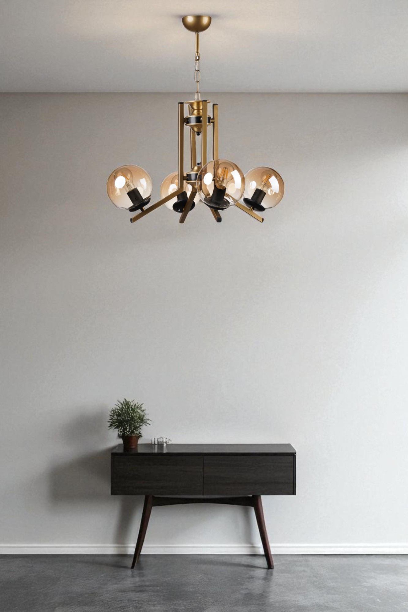 Candeeiro de Teto – 75 cm – Mel e Ouro – Metal