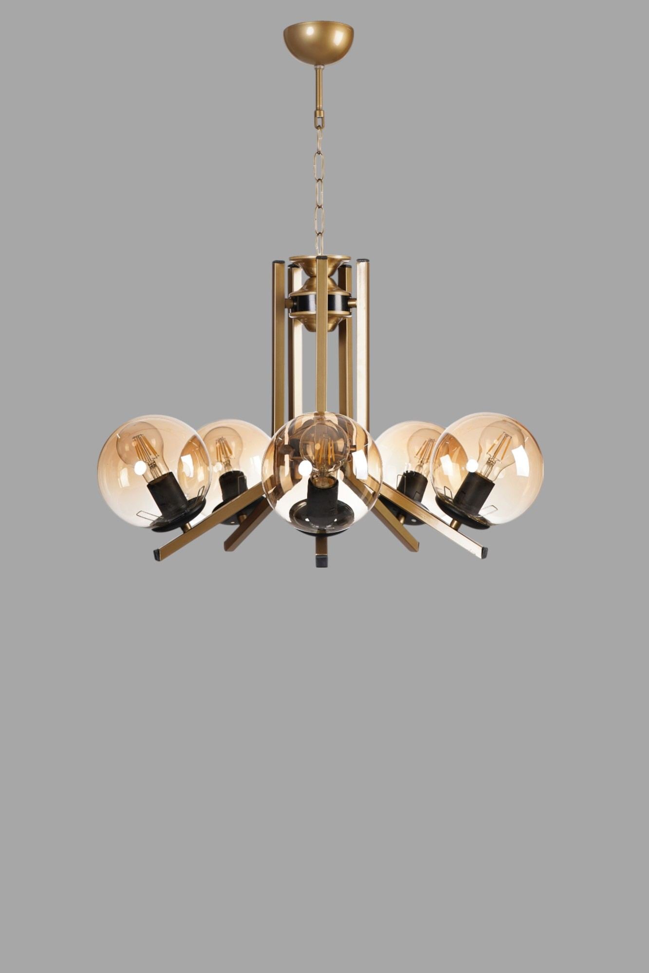 Candeeiro de Teto – 75 cm – Mel e Ouro – Metal