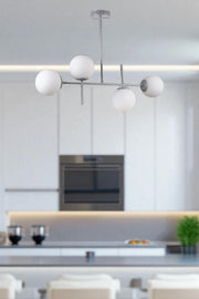 Candeeiro de Teto – Ø15h15 cm | 65 cm – Branco e Cinza – Metal e Vidro