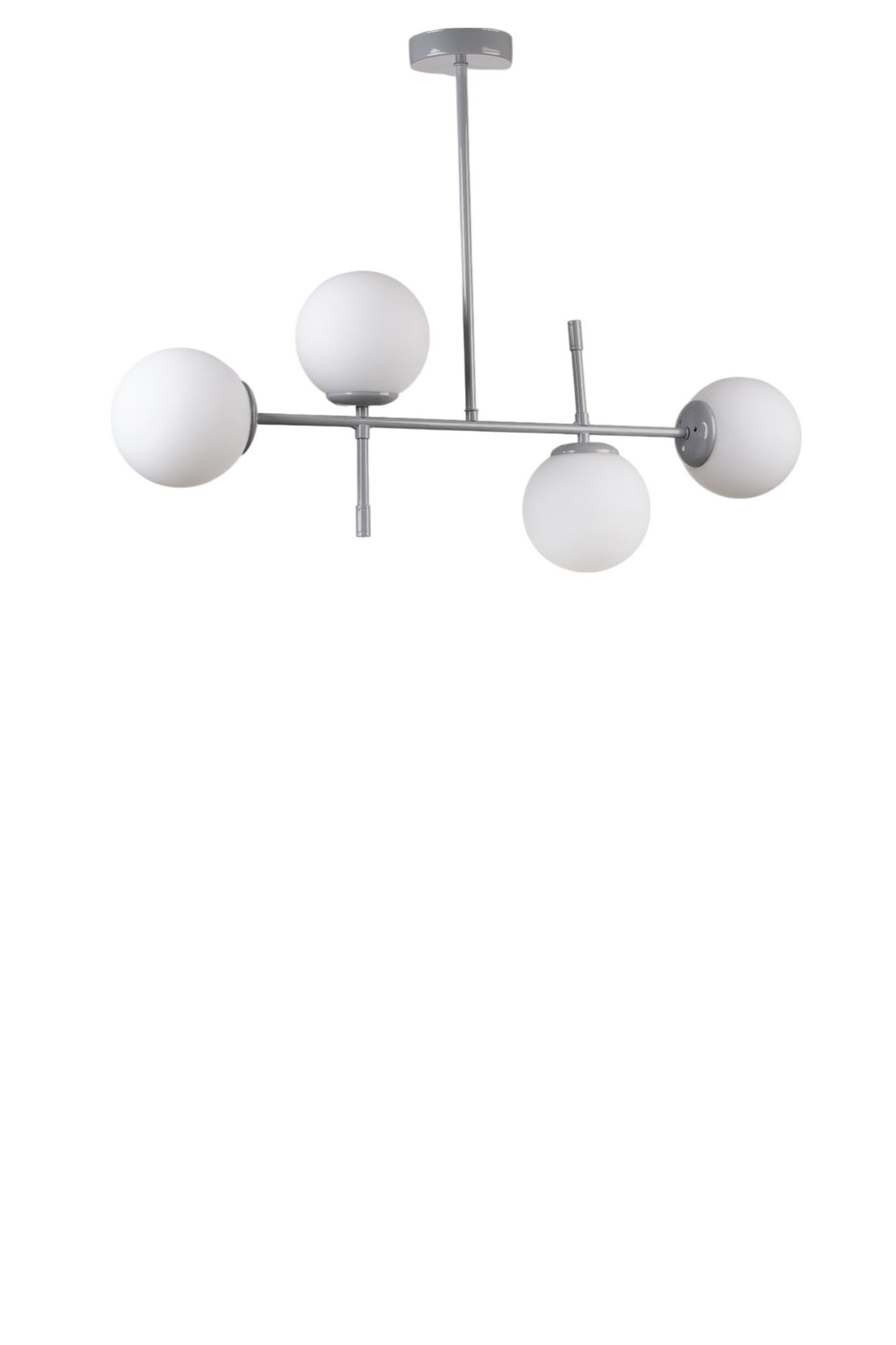 Candeeiro de Teto – Ø15h15 cm | 65 cm – Branco e Cinza – Metal e Vidro