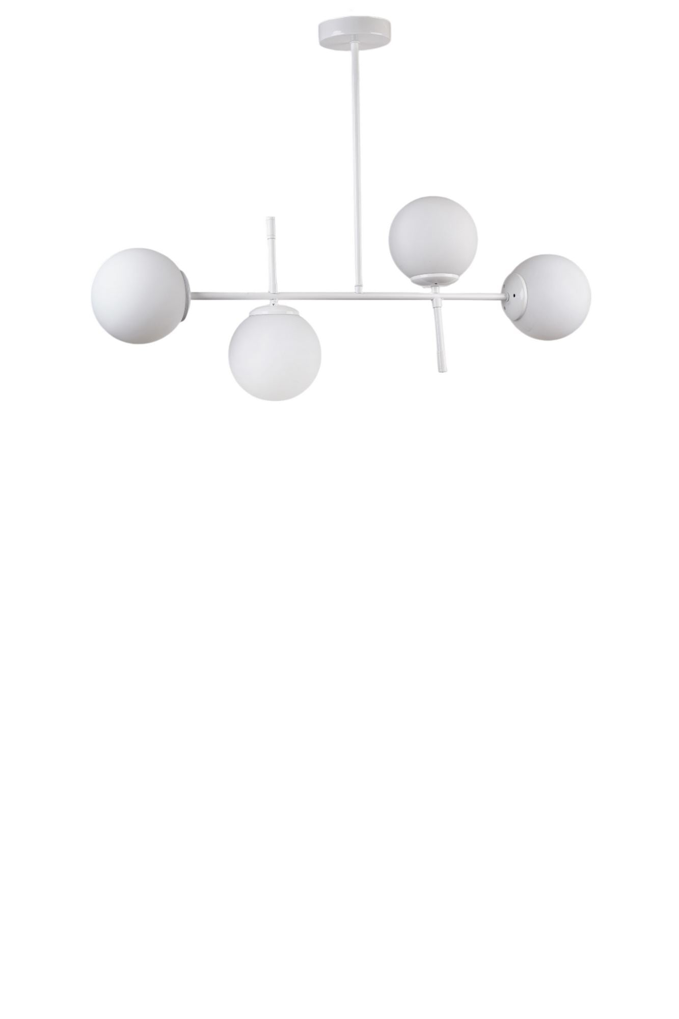 Candeeiro de Teto – 65 cm – Branco – Metal e Vidro