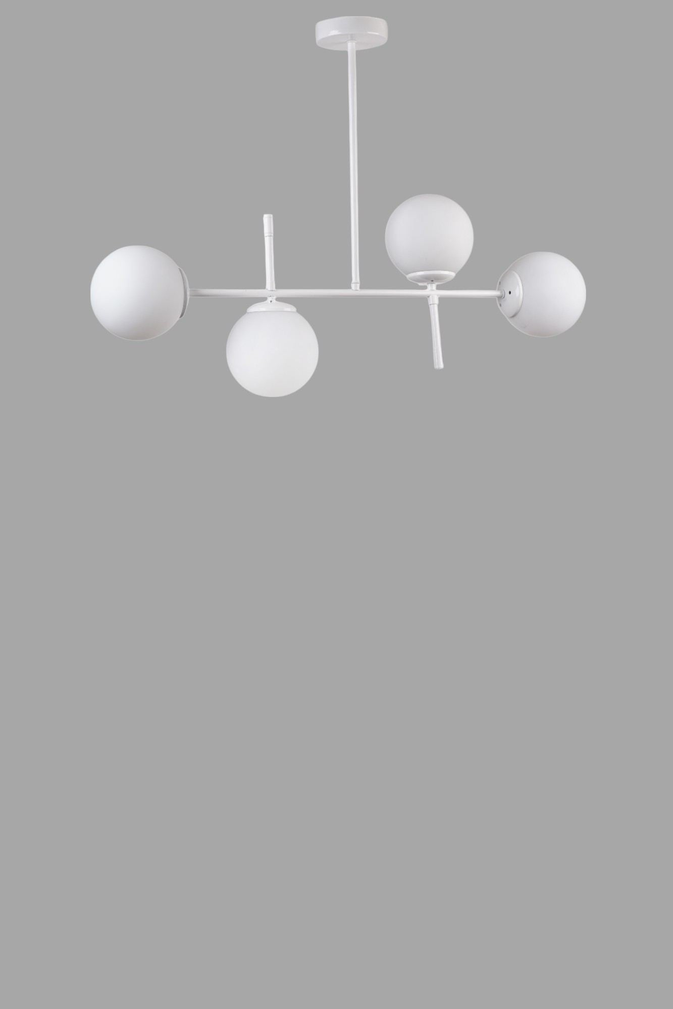 Candeeiro de Teto – 65 cm – Branco – Metal e Vidro