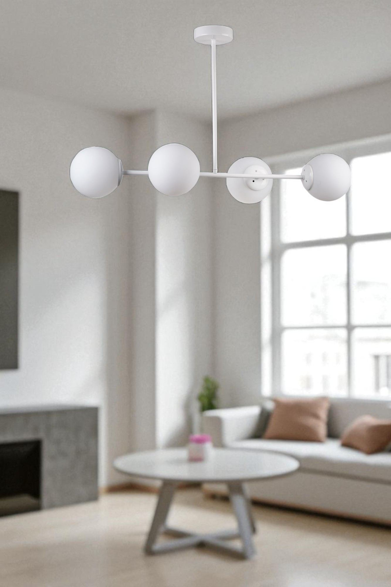 Candeeiro de Teto – Ø15 h:15 cm – Branco – Metal e Vidro