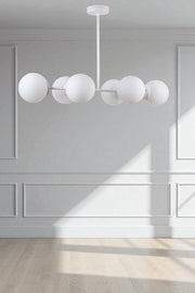 Candeeiro de Teto – 65 cm – Branco – Metal e Vidro