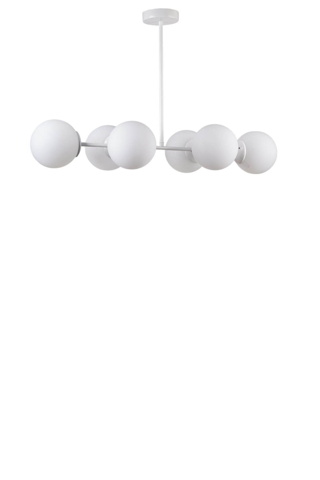 Candeeiro de Teto – 65 cm – Branco – Metal e Vidro