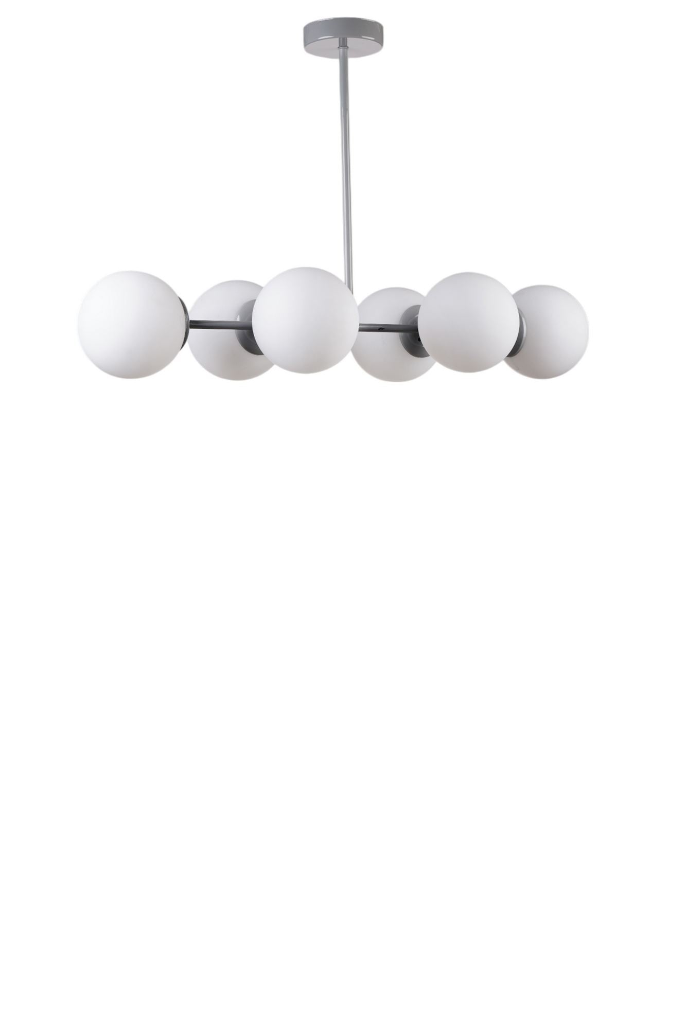 Candeeiro de Teto – 65 cm – Branco e Cinza – Metal e Vidro