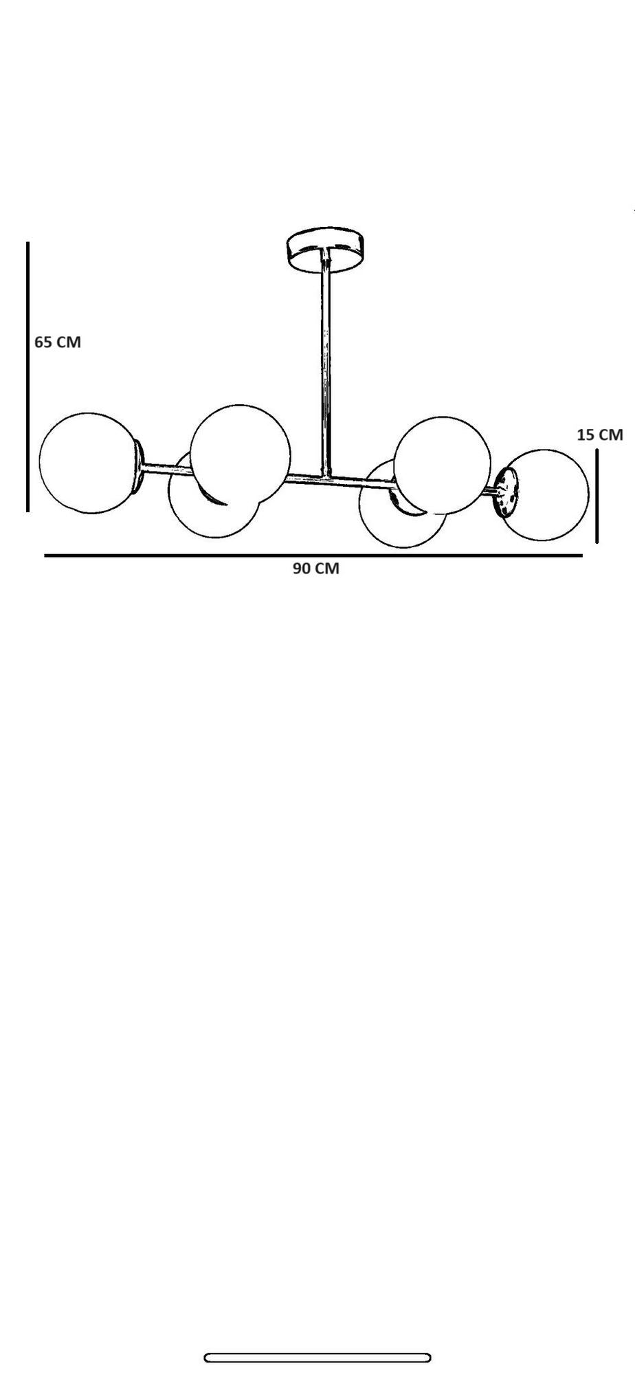 Candeeiro de Teto – 65 cm – Branco e Cinza – Metal e Vidro