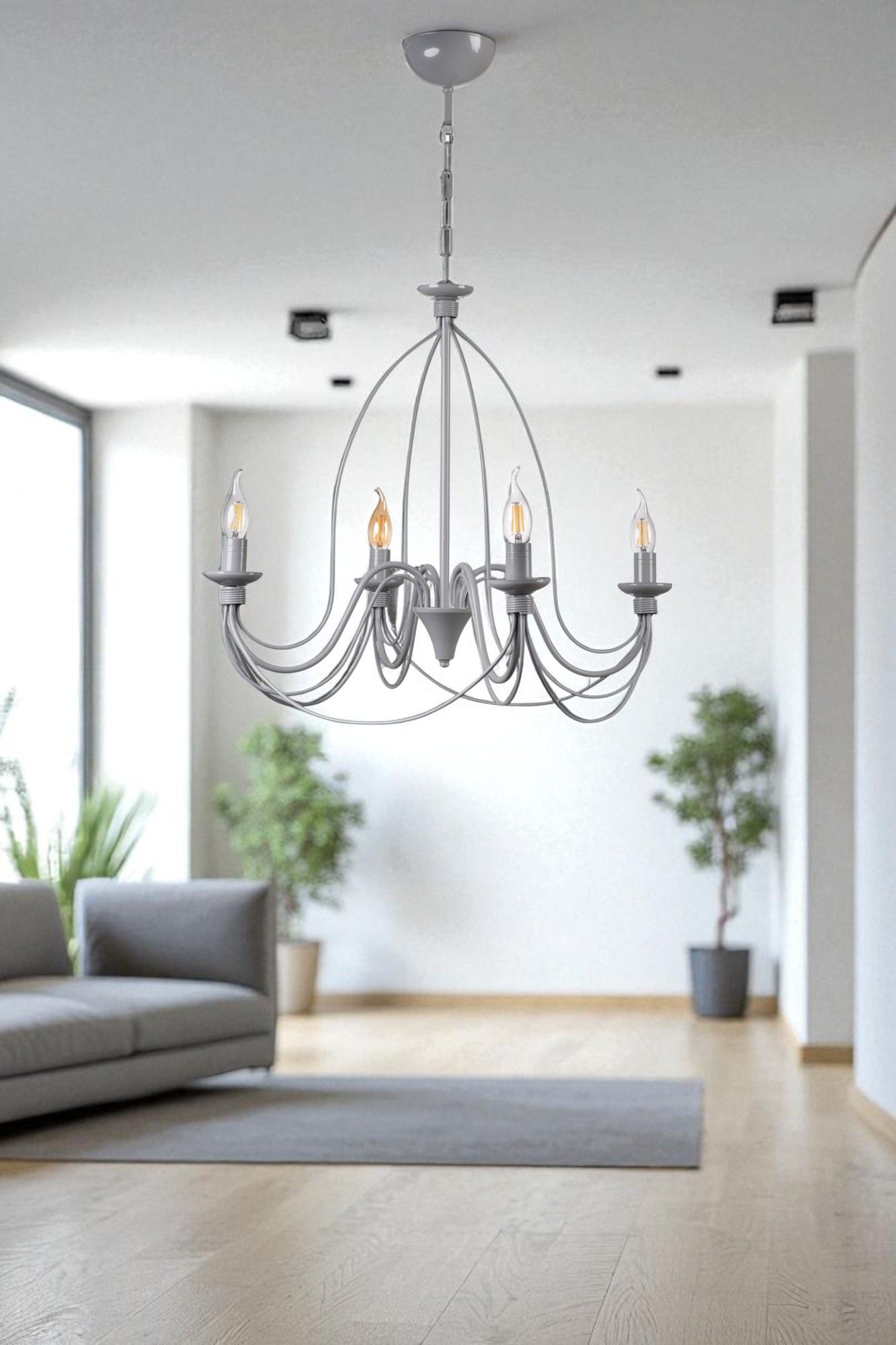 Candeeiro de Teto de Metal - Ø54 h:54 cm - Cinza