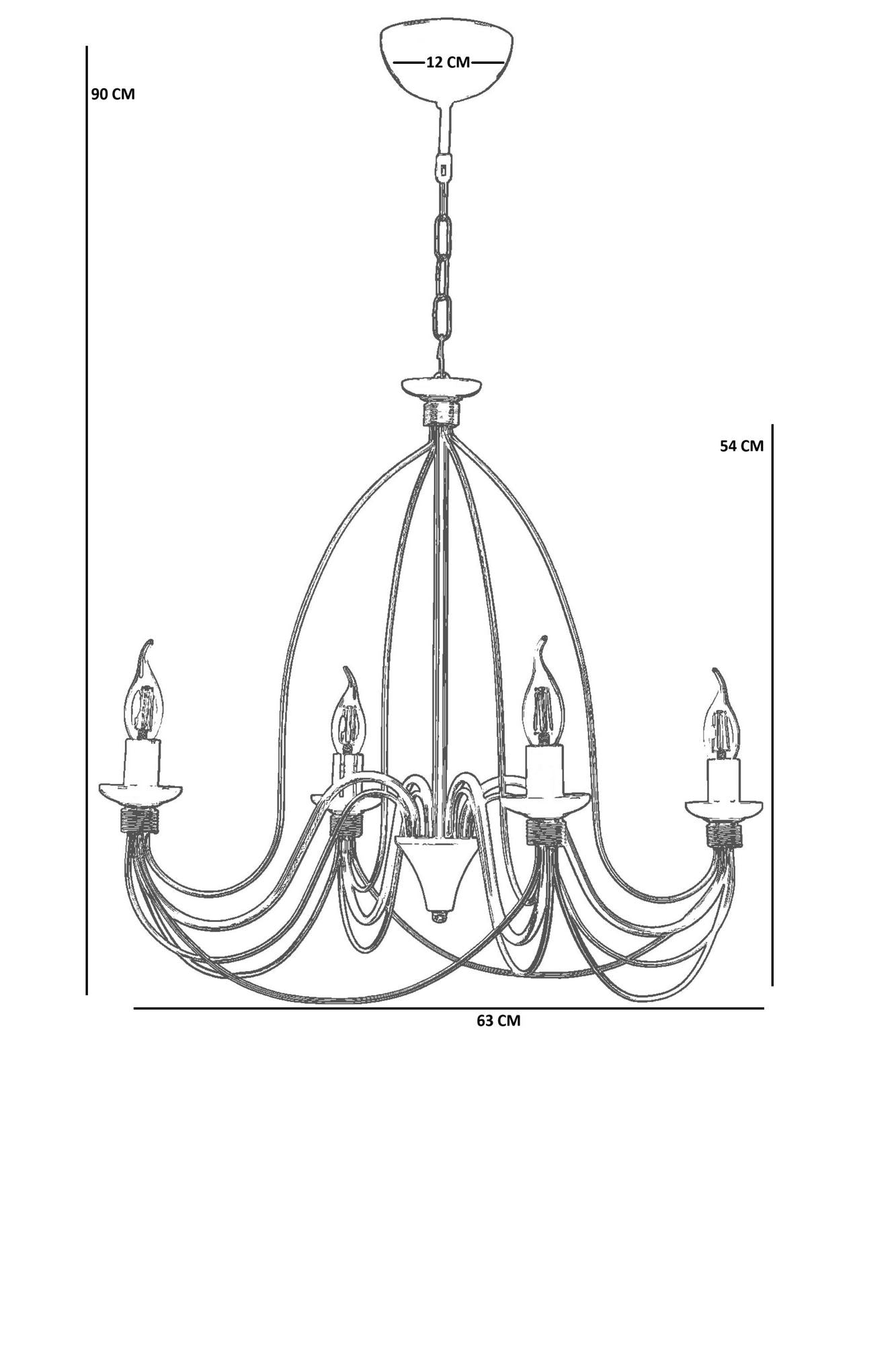 Candeeiro de Teto de Metal - Ø54 h:54 cm - Cinza