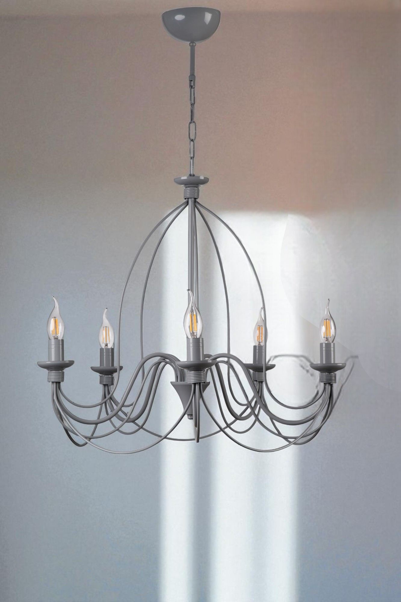 Candeeiro de Teto – 90 cm – Cinza – Metal