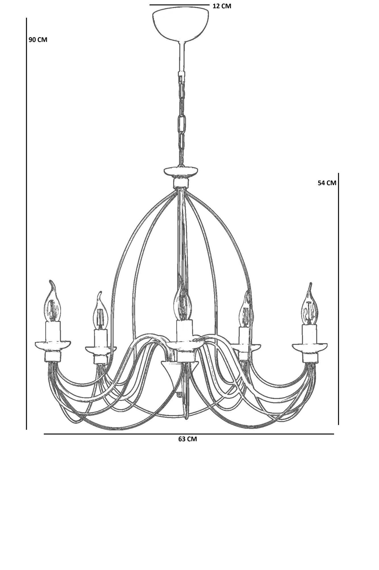 Candeeiro de Teto – 90 cm – Cinza – Metal