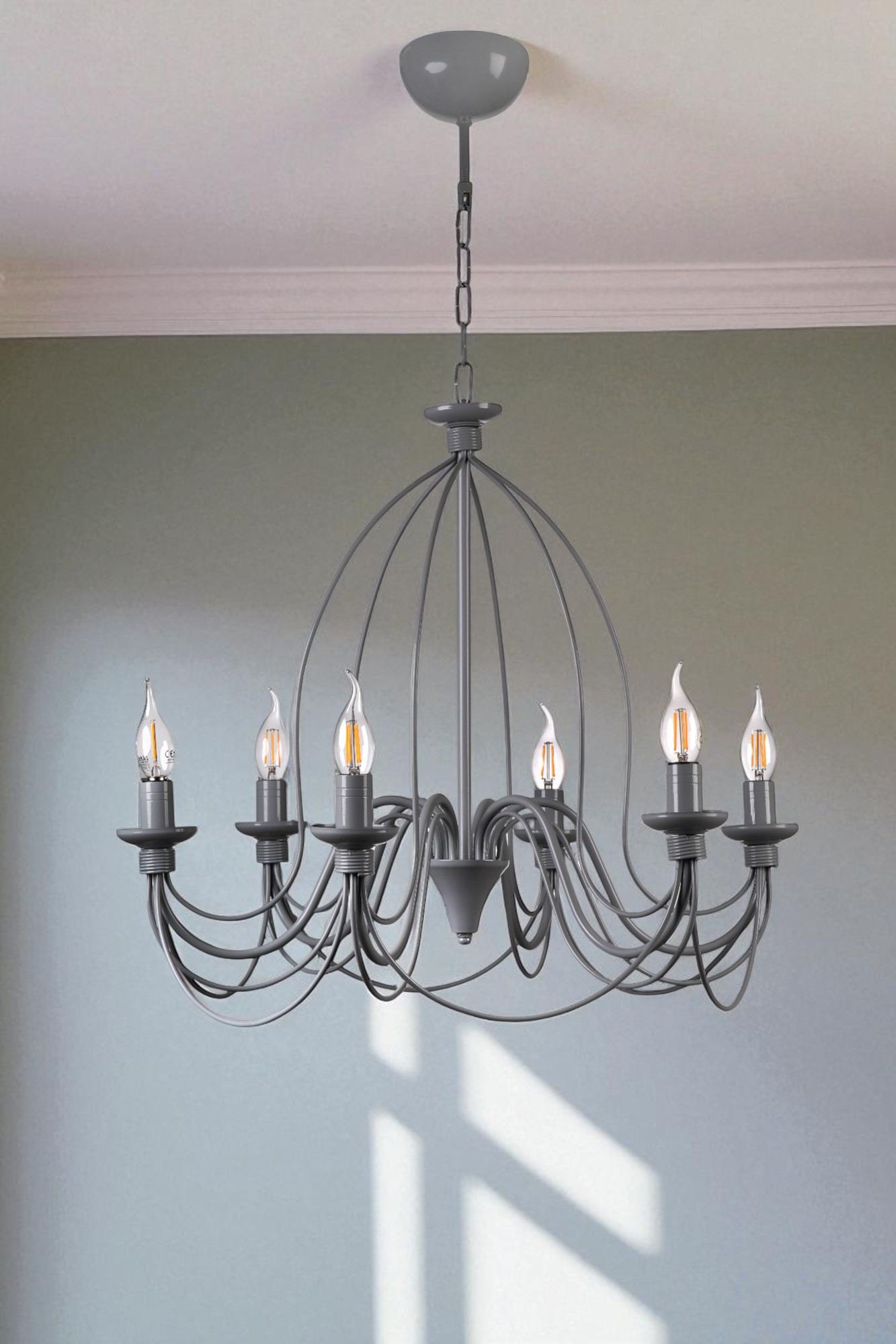 Candeeiro de Teto – 90 cm – Cinza – Metal