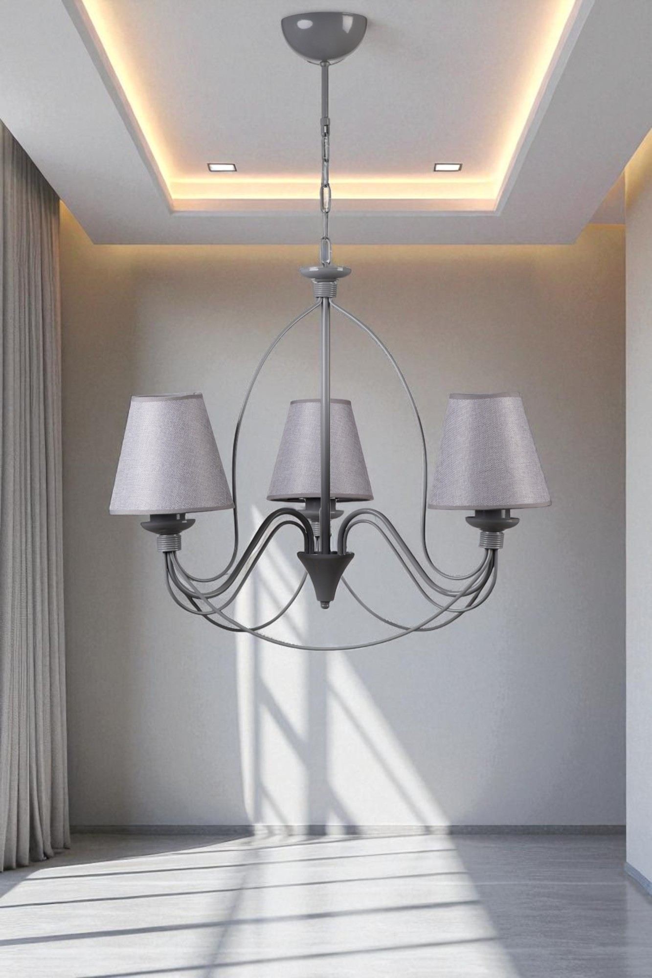 Candeeiro de Teto – 90 cm – Cinza – Metálico