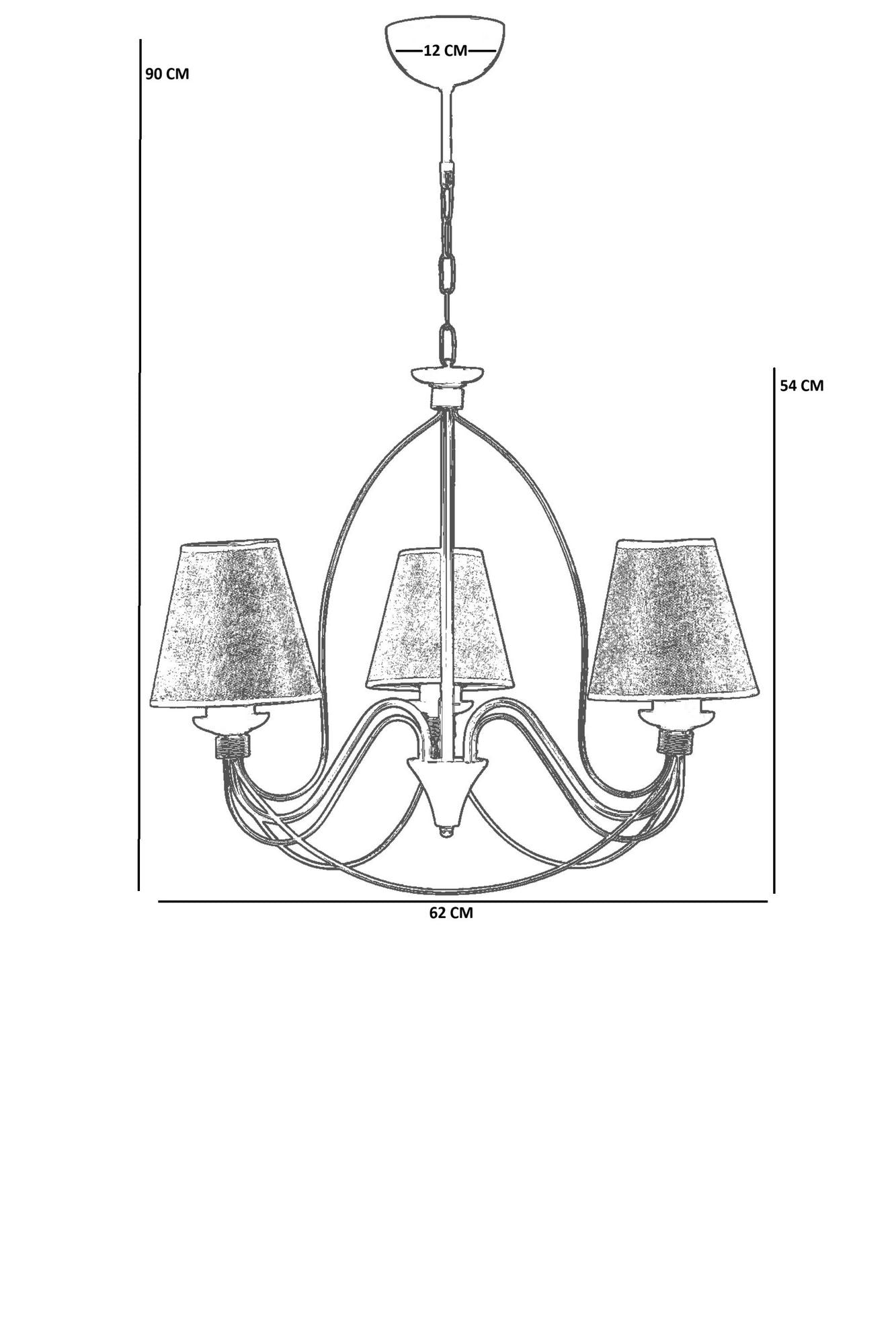 Candeeiro de Teto – 90 cm – Cinza – Metálico