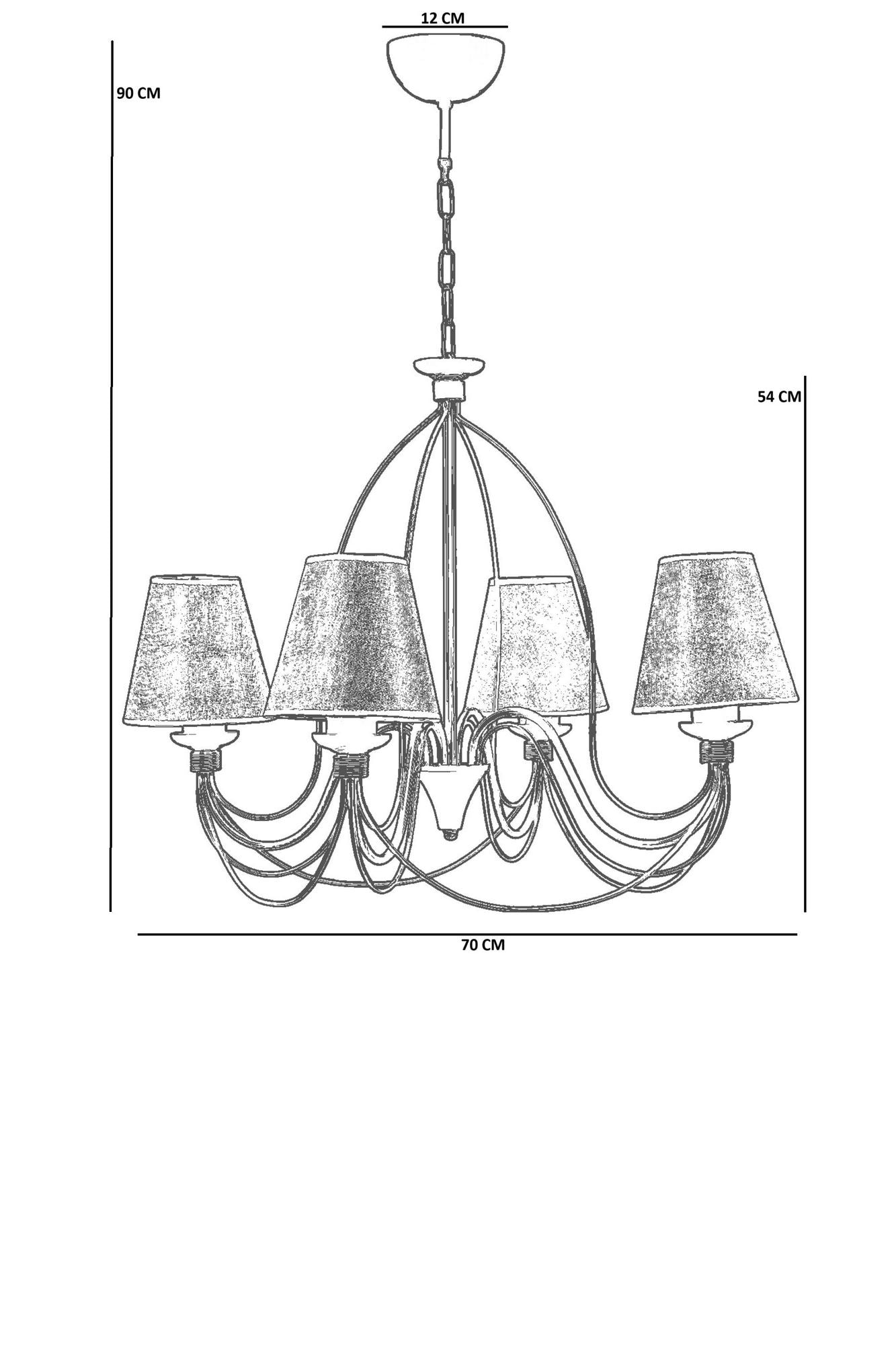 Candeeiro de Teto - Cinza - Metal e Tecido