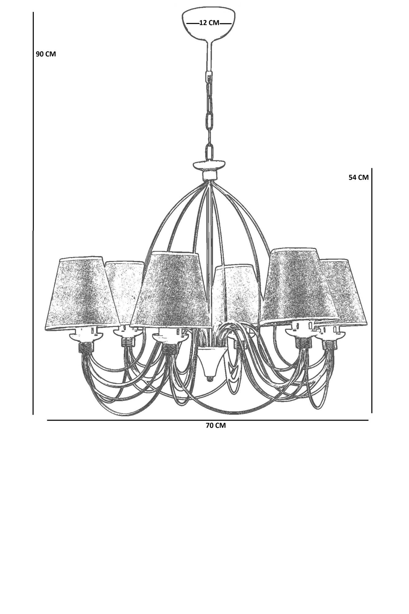 Candeeiro de Teto - 90 cm - Cinza - Corpo Metálico