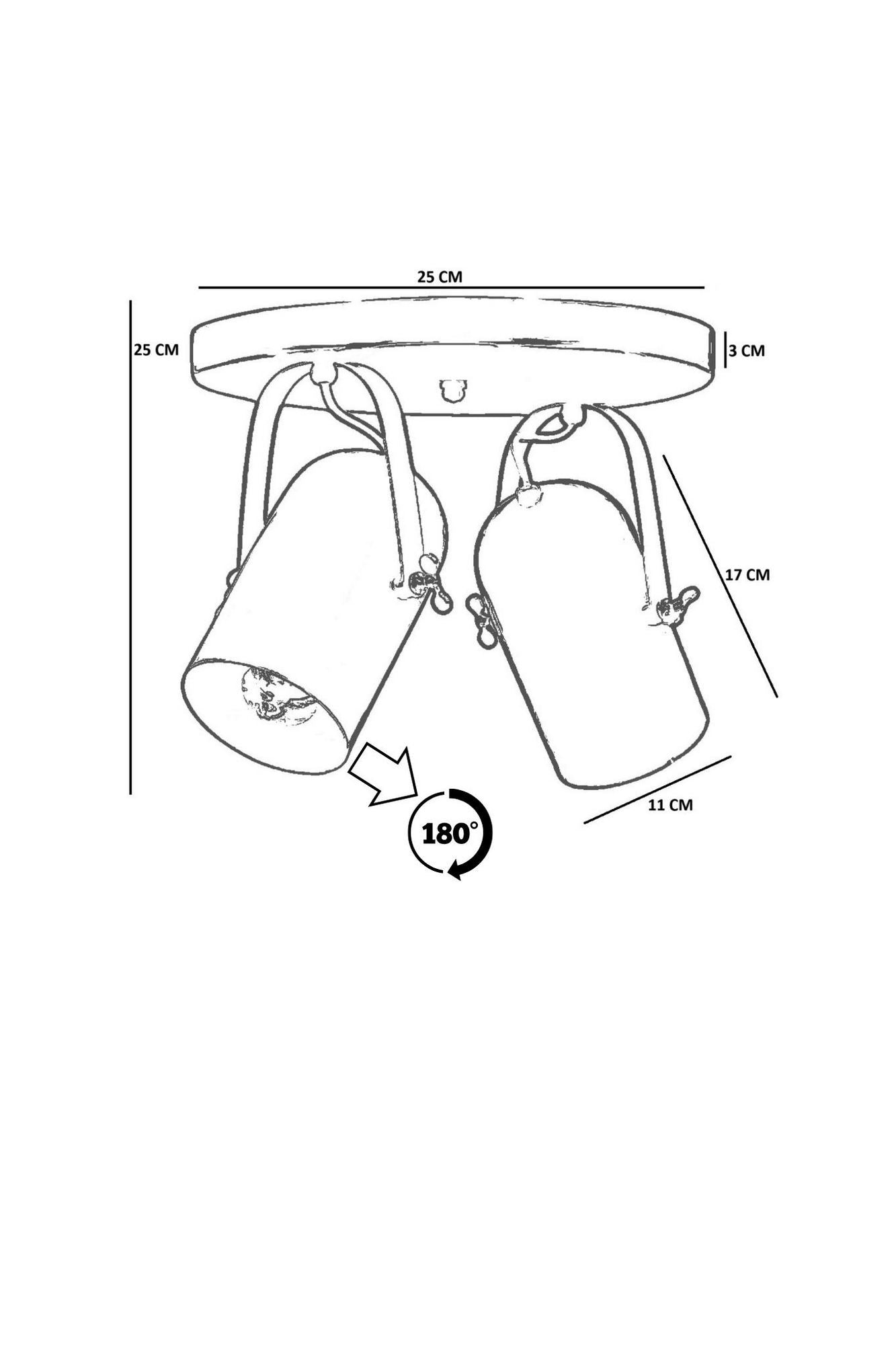 Candeeiro de Teto - 25 cm - Dourado - Metal