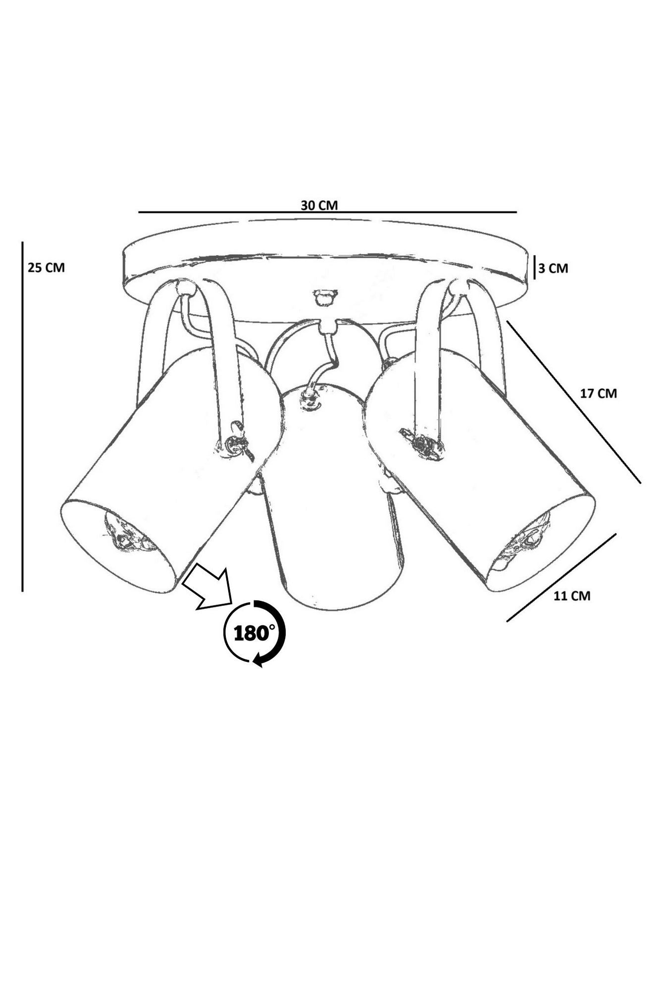 Candeeiro de Teto – 25 cm – Ouro – Metal