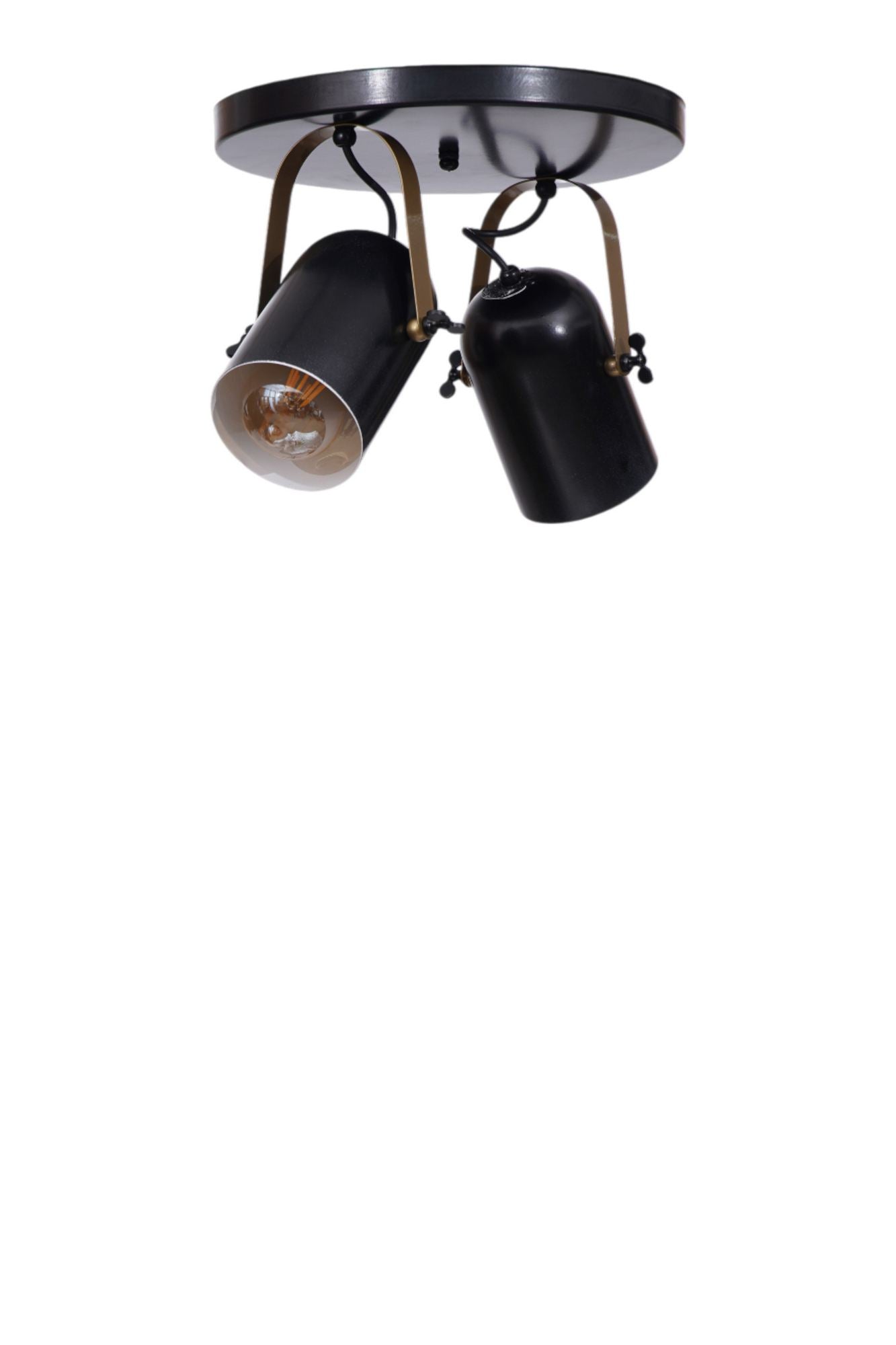 Candeeiro de Teto – 25 cm – Preto e Dourado – Metal