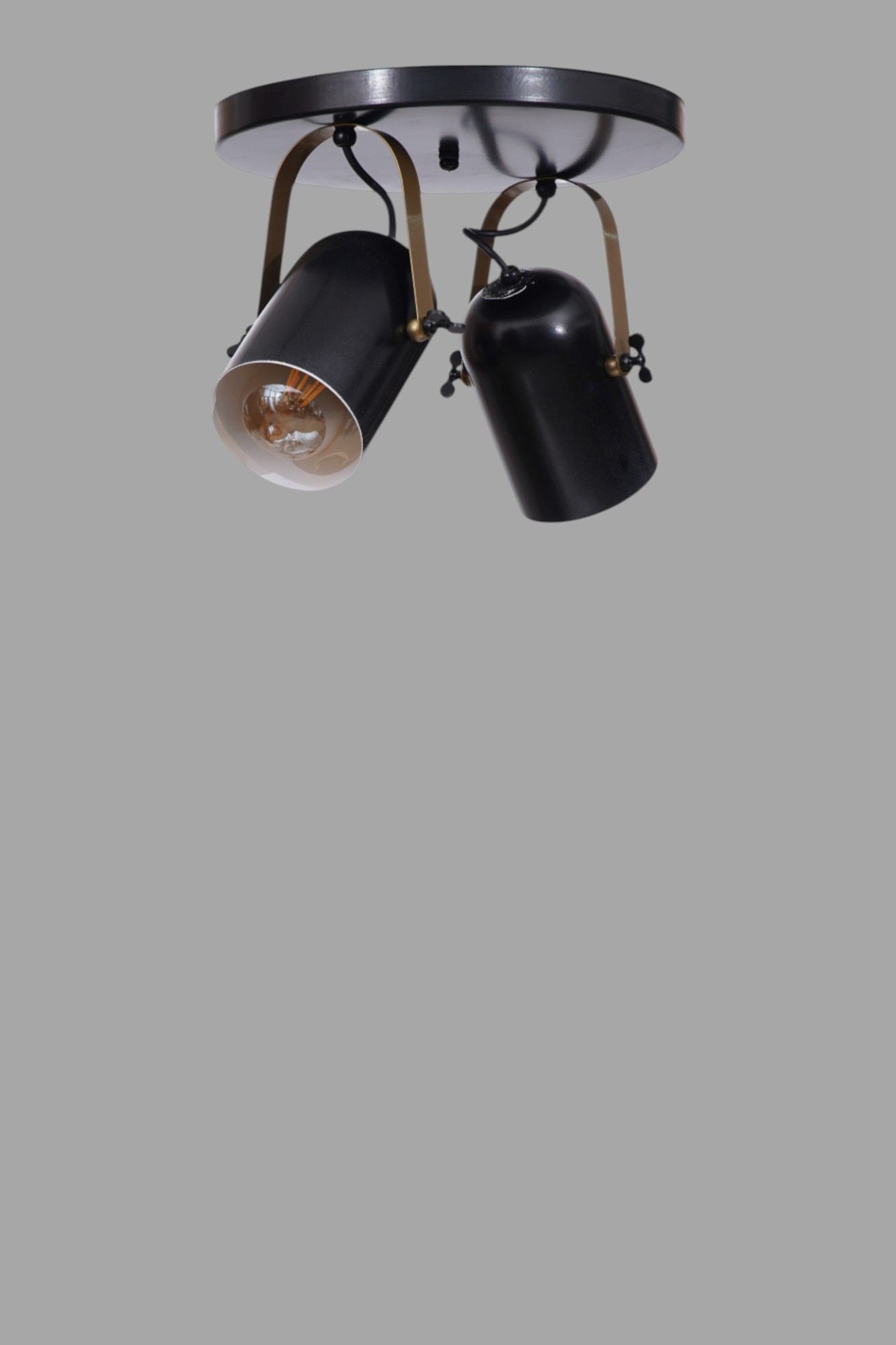 Candeeiro de Teto – 25 cm – Preto e Dourado – Metal