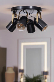 Candeeiro de Teto – 25 cm – Preto e Dourado – Metal