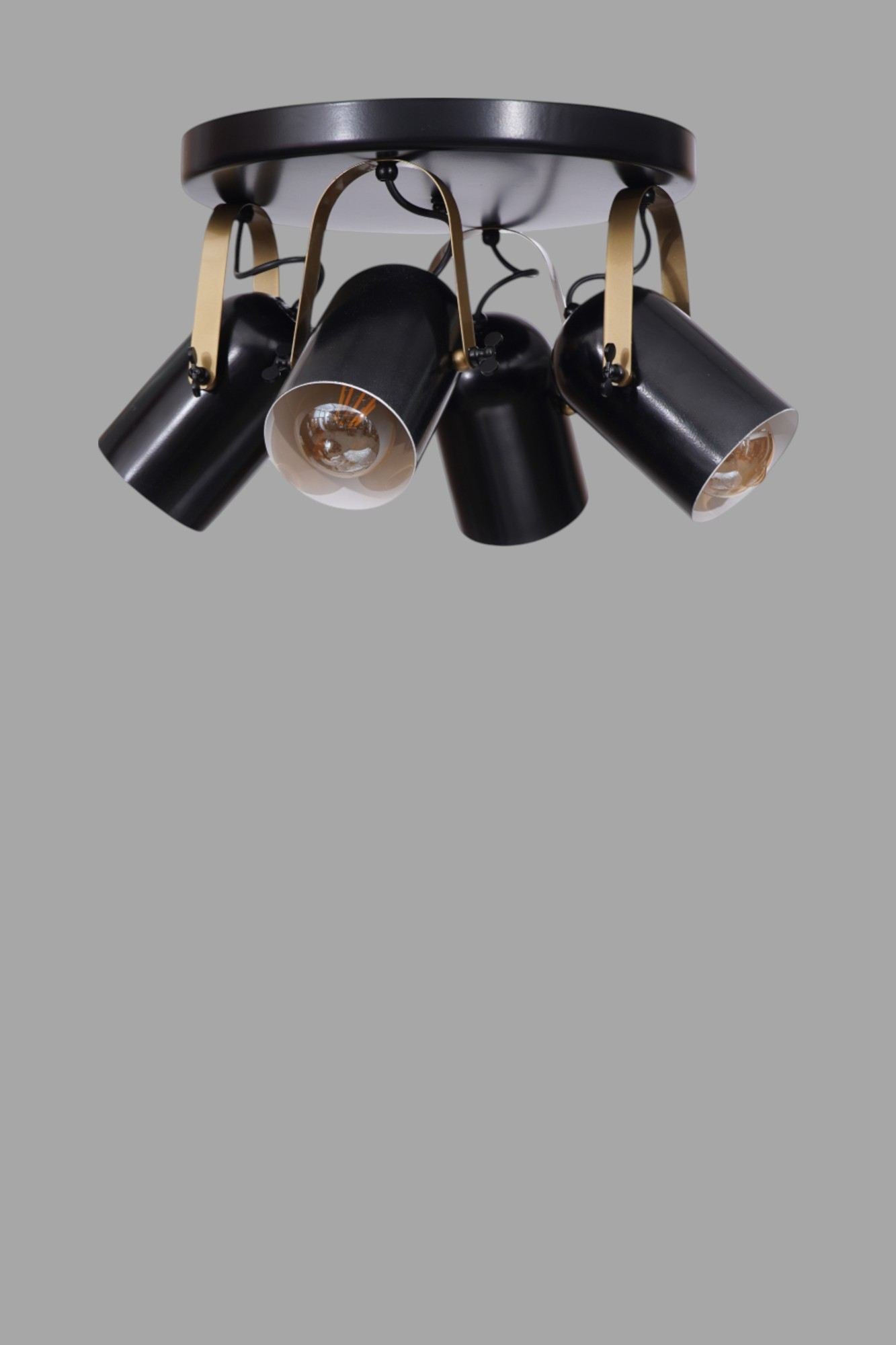 Candeeiro de Teto – 25 cm – Preto e Dourado – Metal