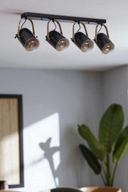 Candeeiro de Teto – 25 cm – Preto e Dourado – Metal