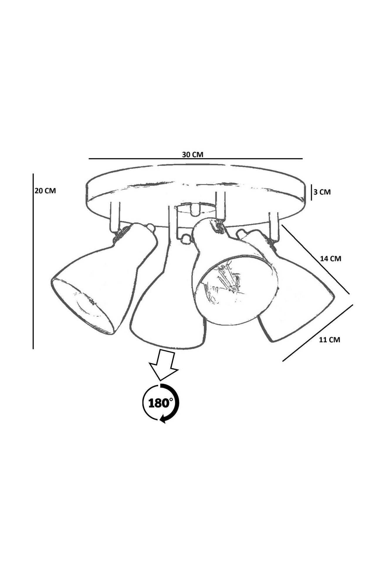 Candeeiro de Teto - Ø11 h:17 cm - Cromo - Metal