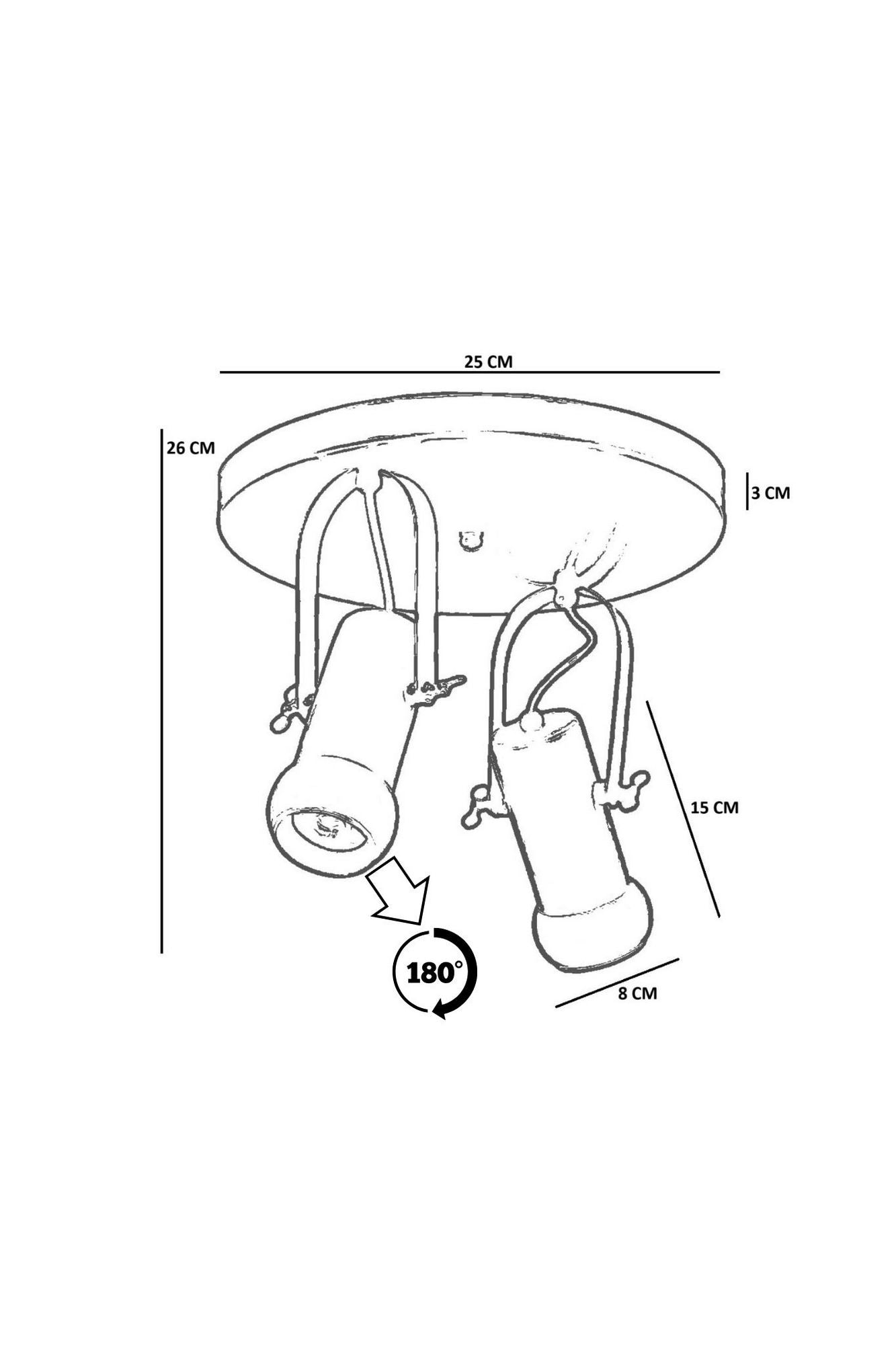Candeeiro de Teto – 26 cm – Preto e Nogueira – Metal e Madeira