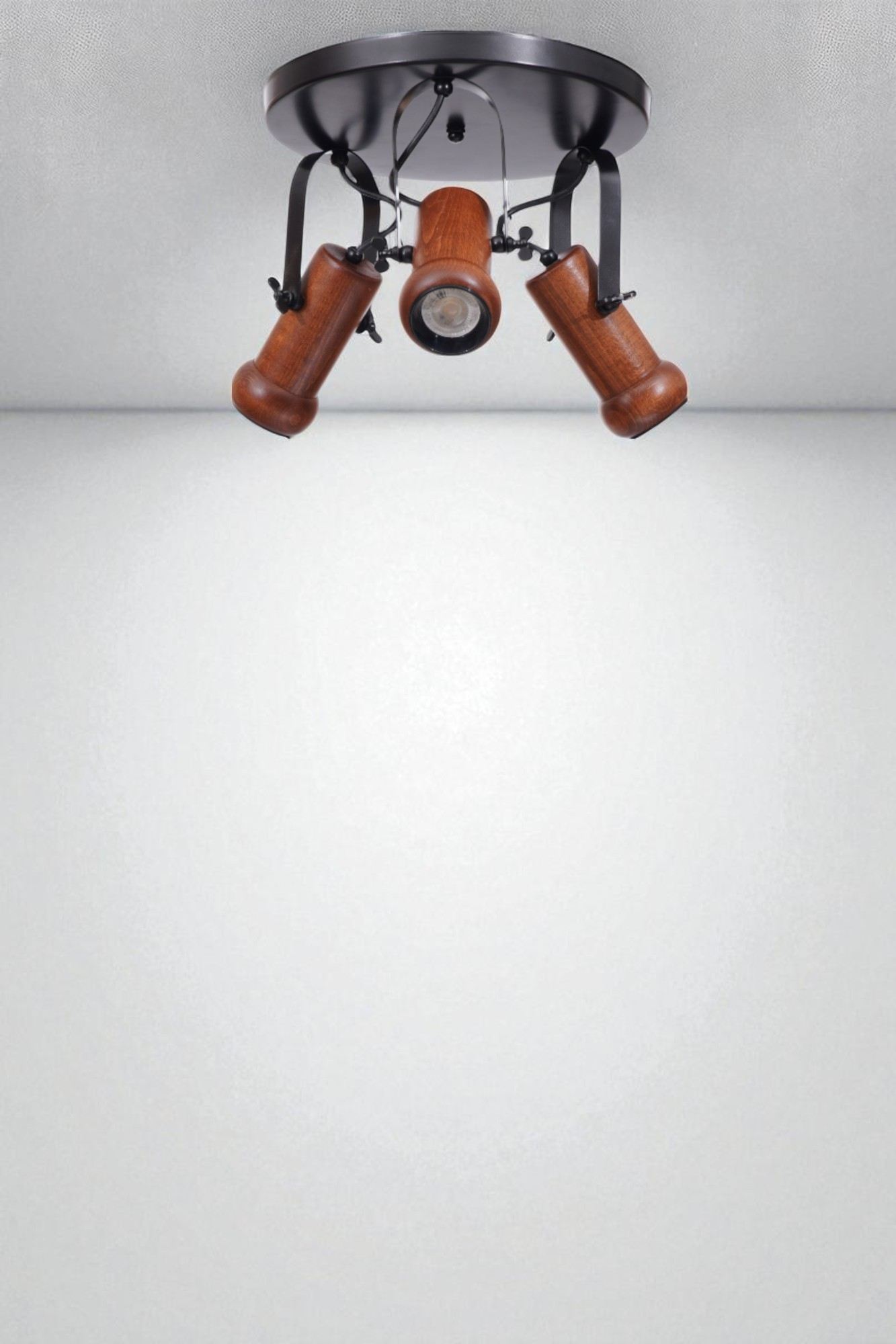 Candeeiro de Teto – Ø8 h:15 cm – Preto e Nogueira – Metal e Madeira