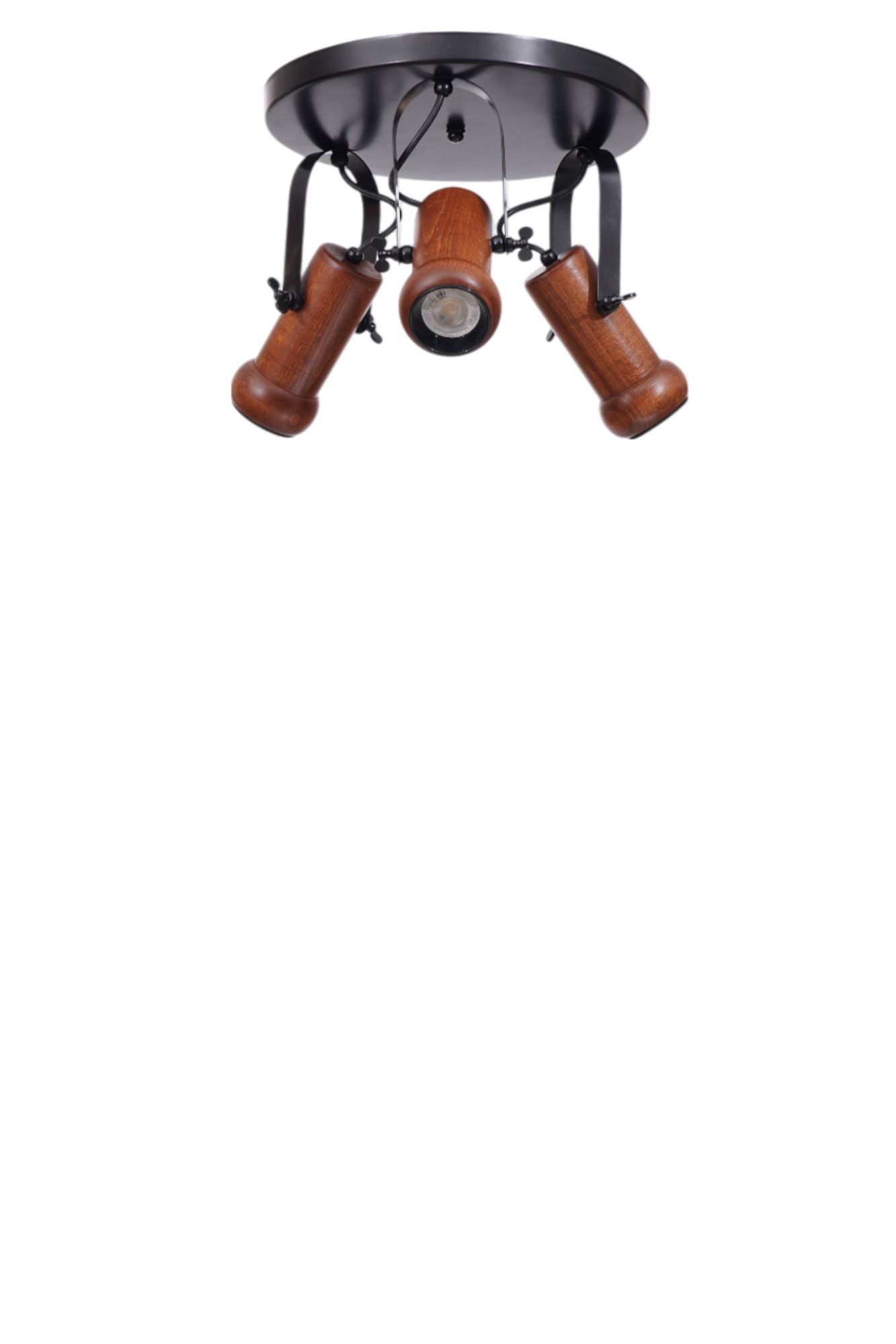 Candeeiro de Teto – Ø8 h:15 cm – Preto e Nogueira – Metal e Madeira