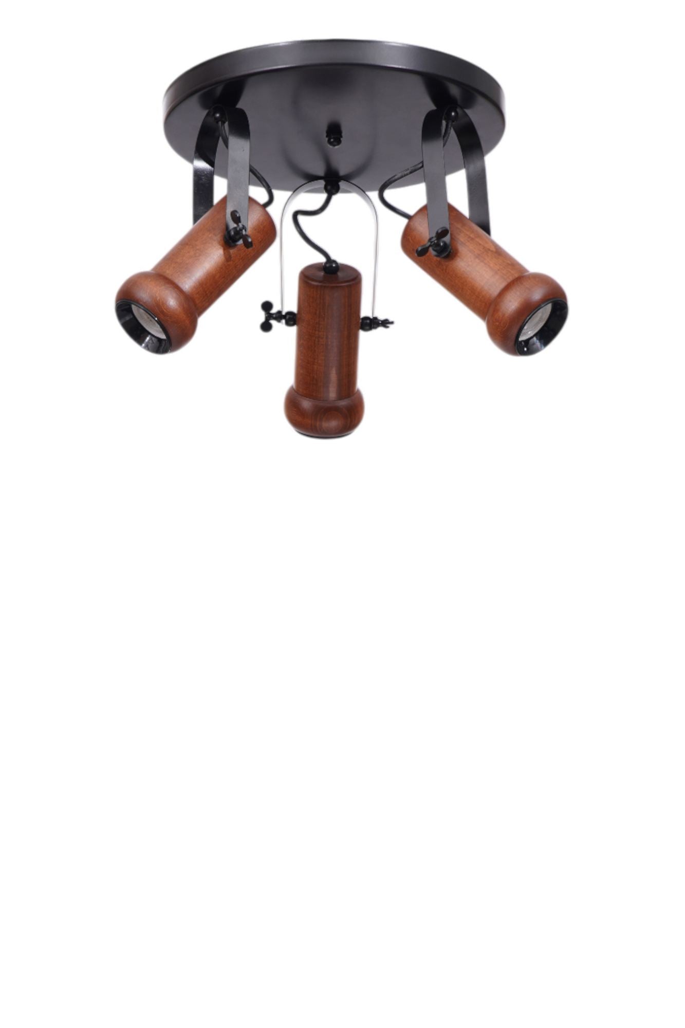 Candeeiro de Teto – Ø8 h:15 cm – Preto e Nogueira – Metal e Madeira