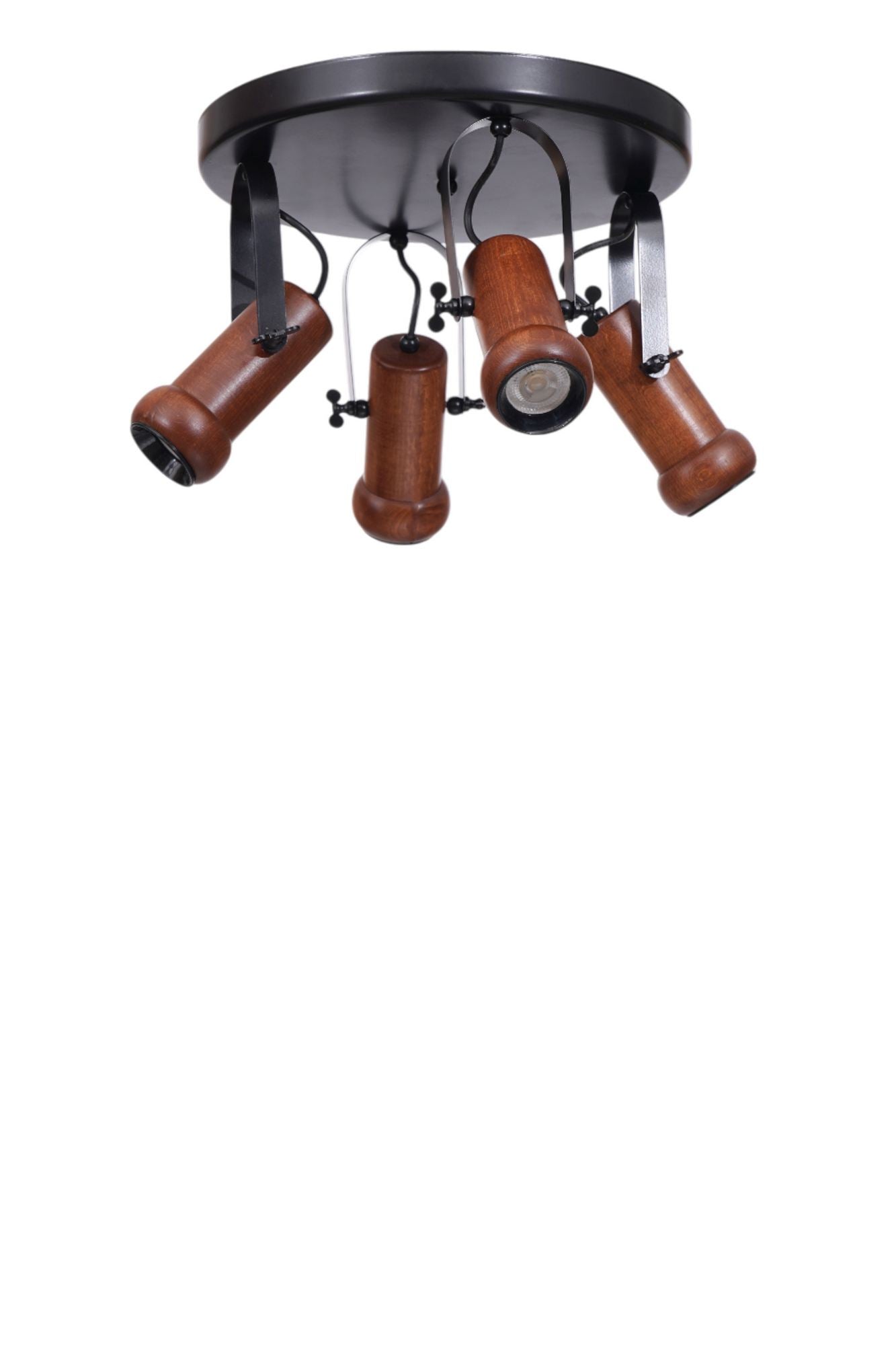 Candeeiro de Teto – Ø8 h:15 cm – Preto e Nogueira – Metal e Madeira