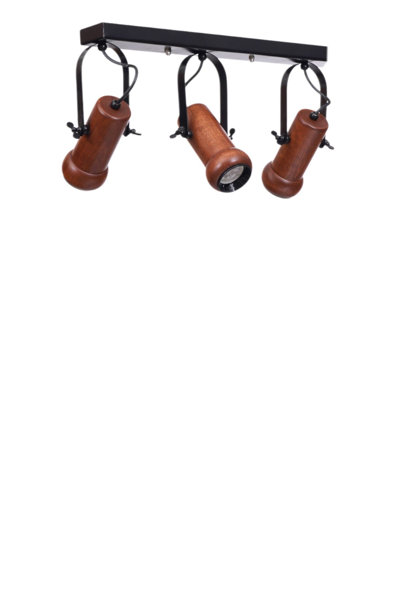 Candeeiro de Teto – 26 cm – Preto e Nogueira – Metal e Madeira