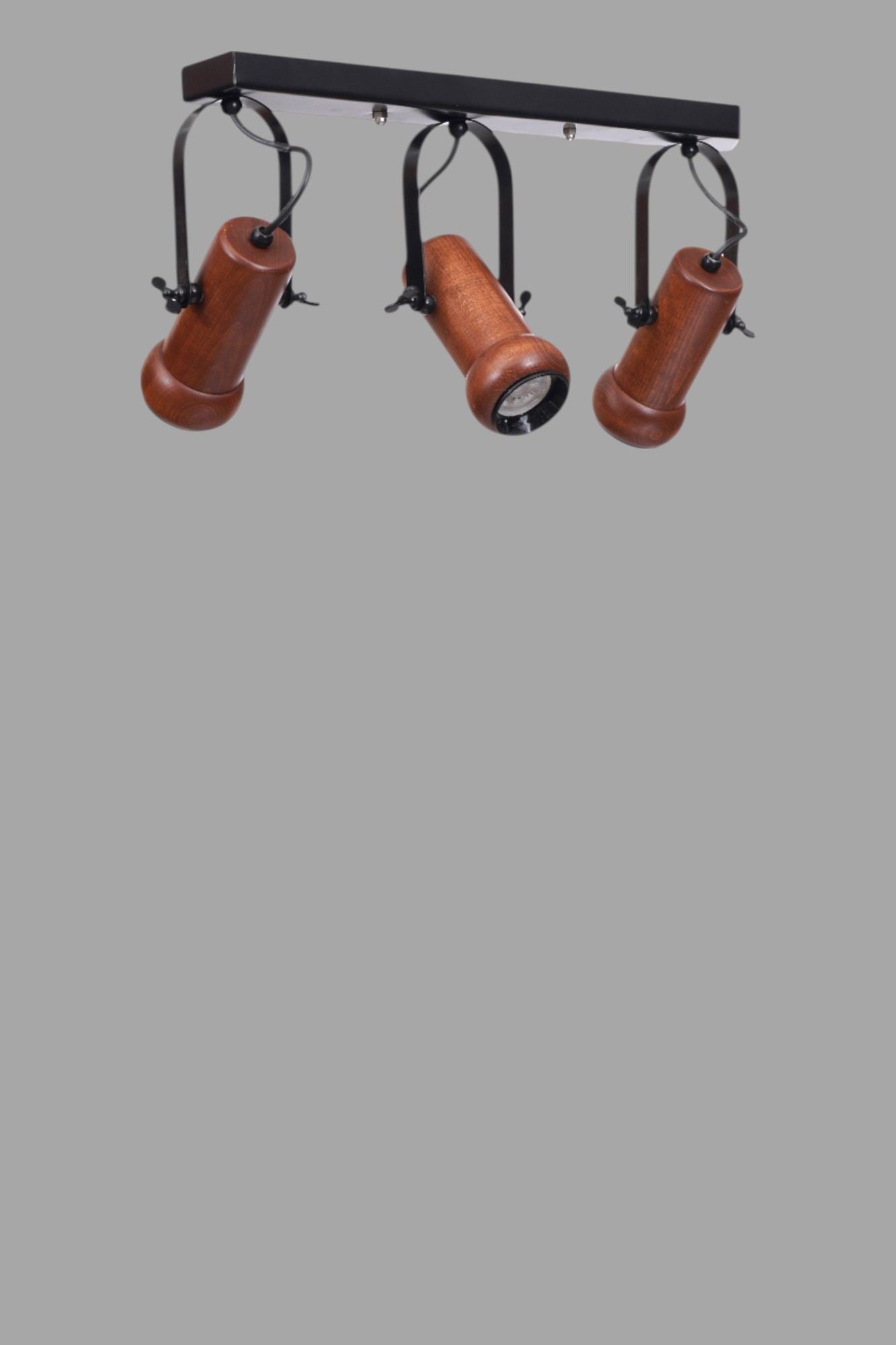 Candeeiro de Teto – 26 cm – Preto e Nogueira – Metal e Madeira