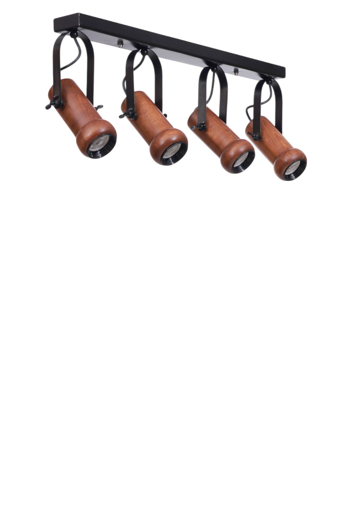 Candeeiro de Teto - 26 cm - Preto e Nogueira - Metal e Madeira