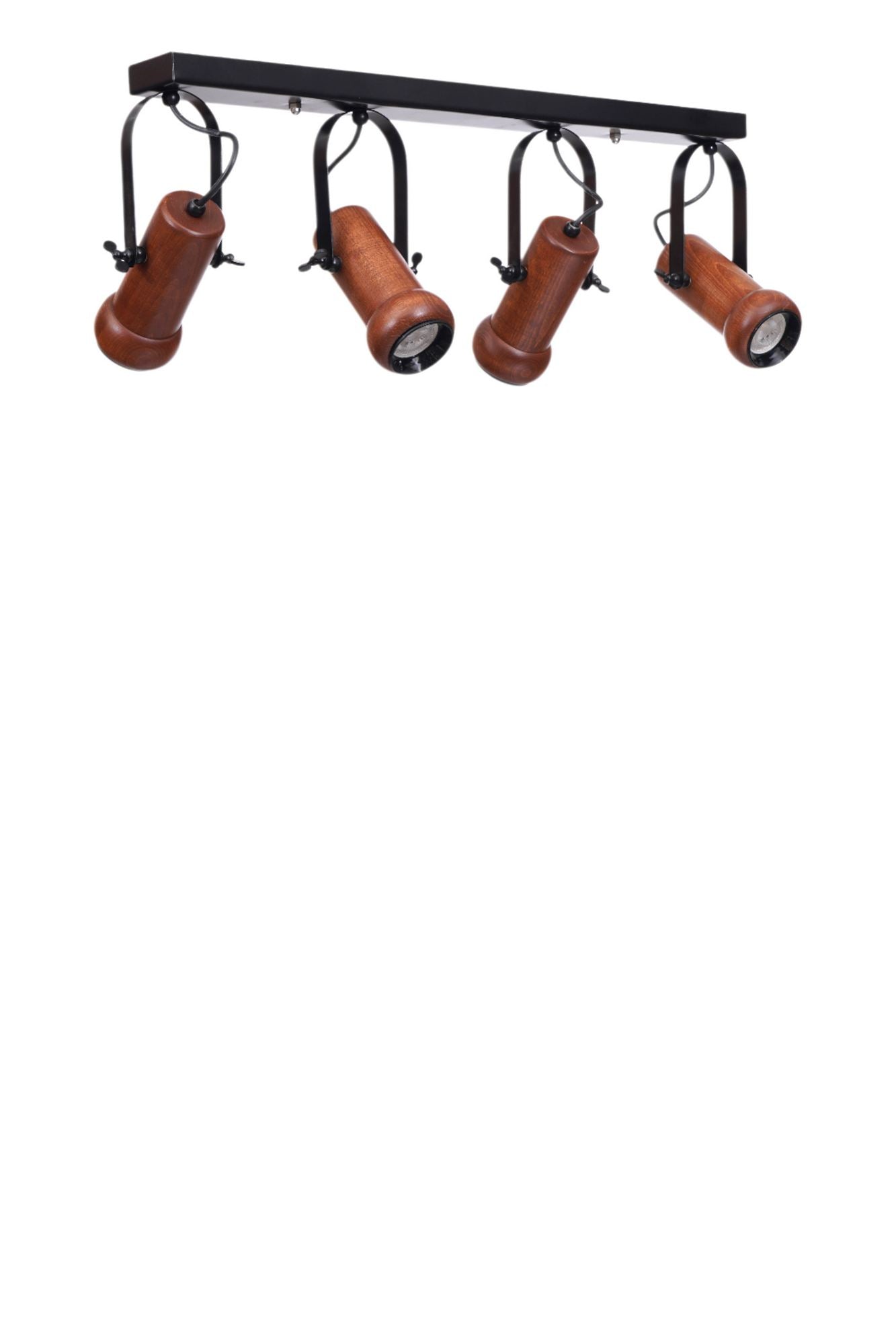 Candeeiro de Teto - 26 cm - Preto e Nogueira - Metal e Madeira