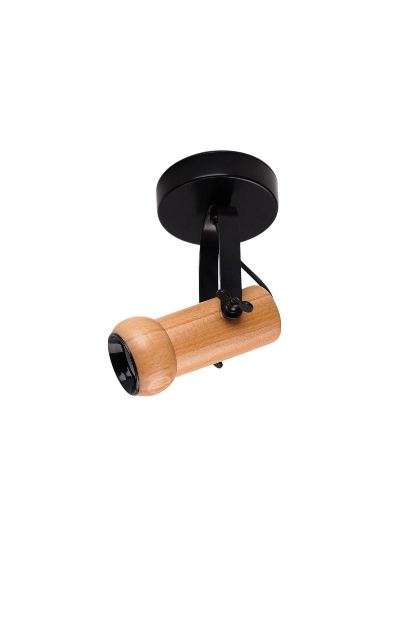 Candeeiro de Teto – Ø8 h:15 cm – Preto e Carvalho – Metal e Madeira