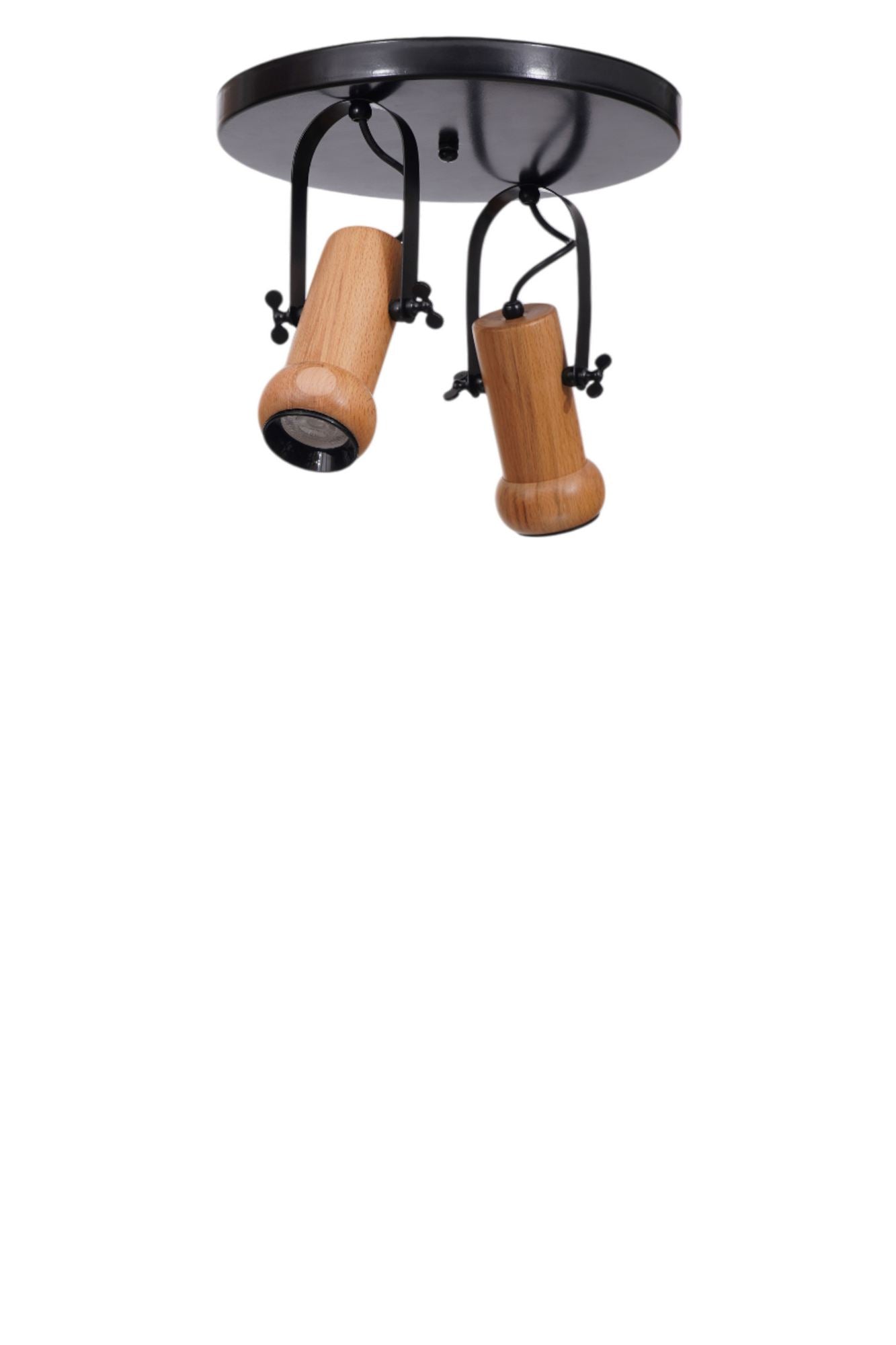 Candeeiro de Teto – 26 cm – Preto e Carvalho – Metal e Madeira
