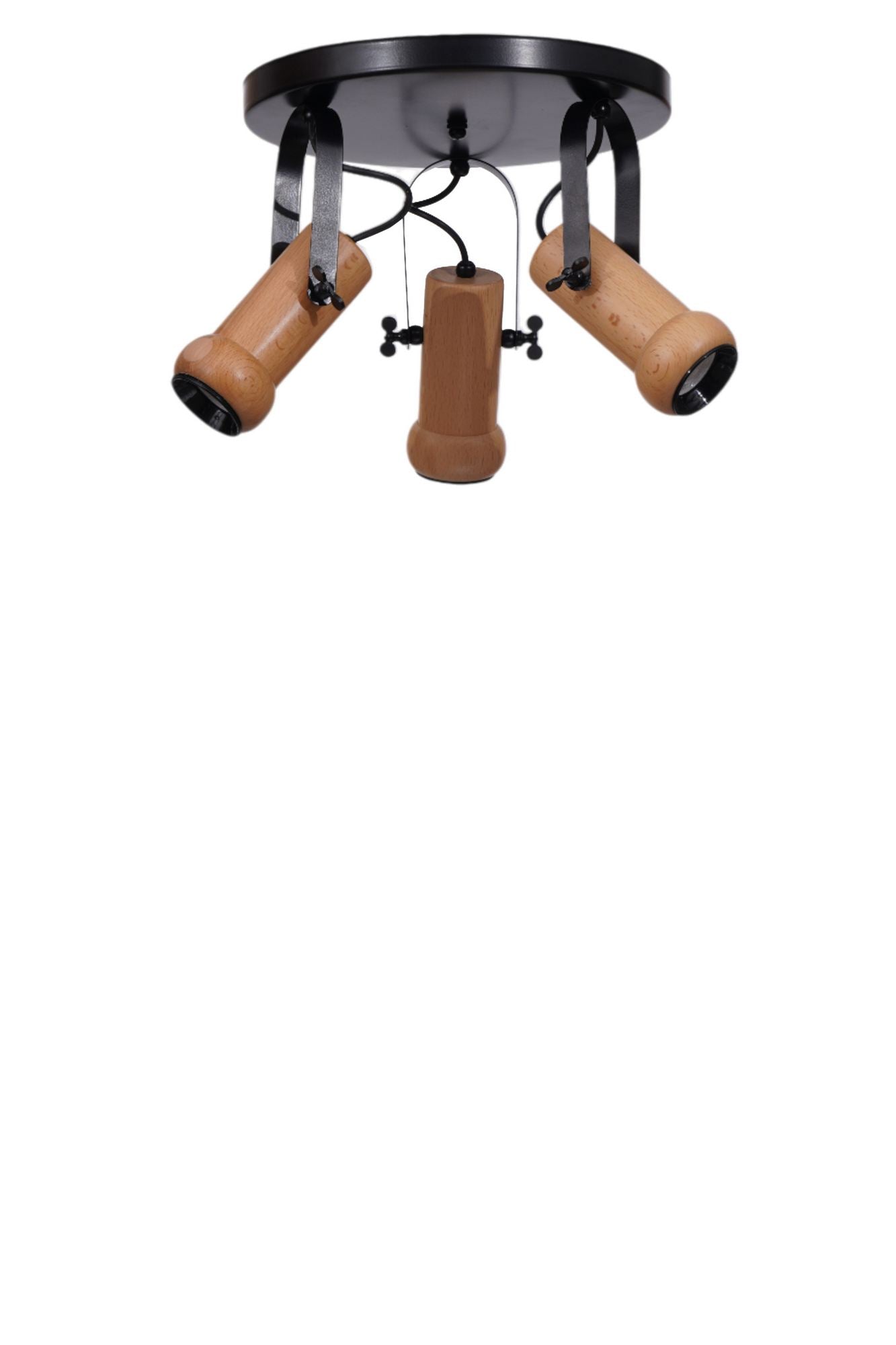 Candeeiro de Teto – Ø8 h:15 cm – Preto e Carvalho – Metal e Madeira