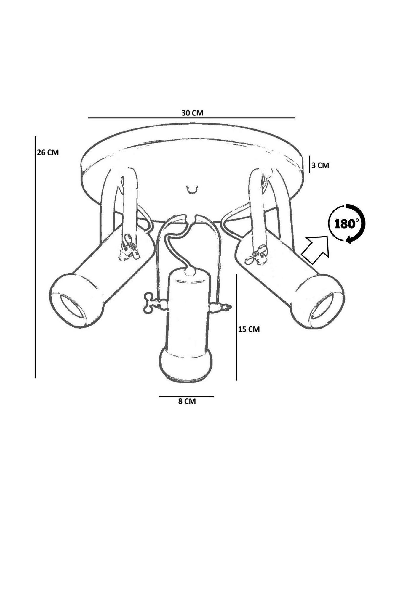 Candeeiro de Teto – Ø8 h:15 cm – Preto e Carvalho – Metal e Madeira