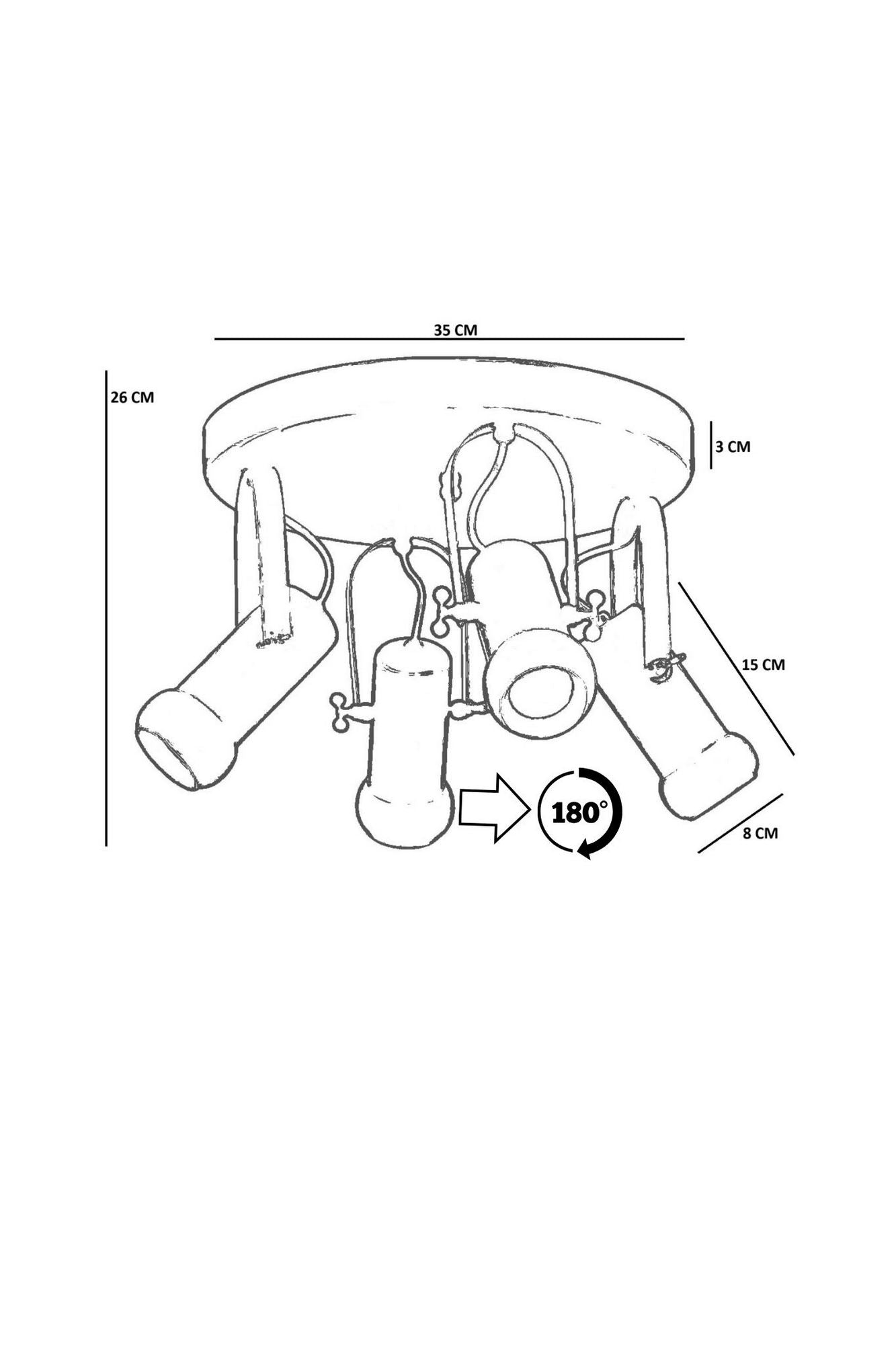 Candeeiro de Teto – 26cm – Preto e Carvalho – Metal e Madeira