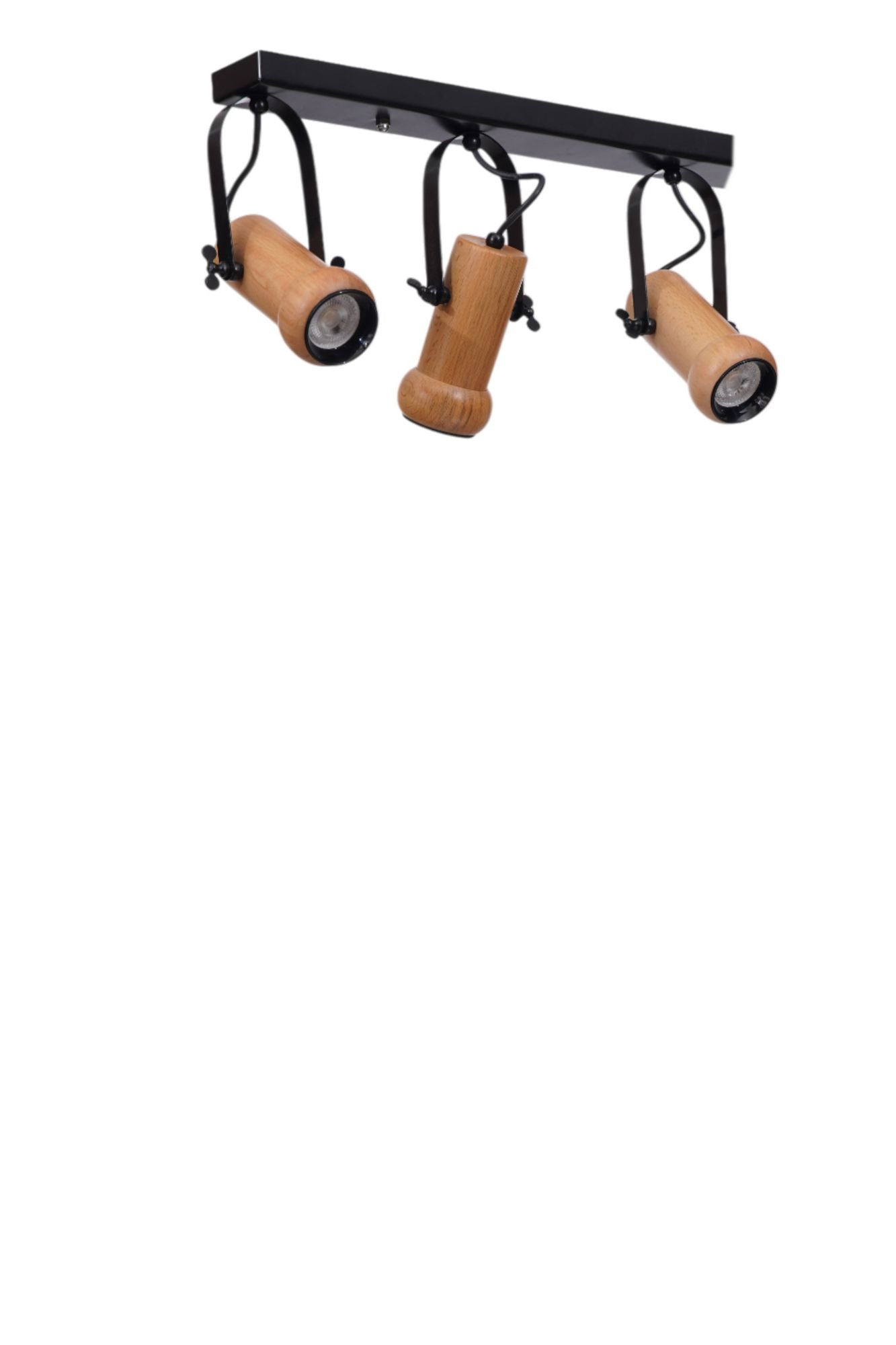 Candeeiro de Teto – 26 cm – Preto e Carvalho – Metal e Madeira