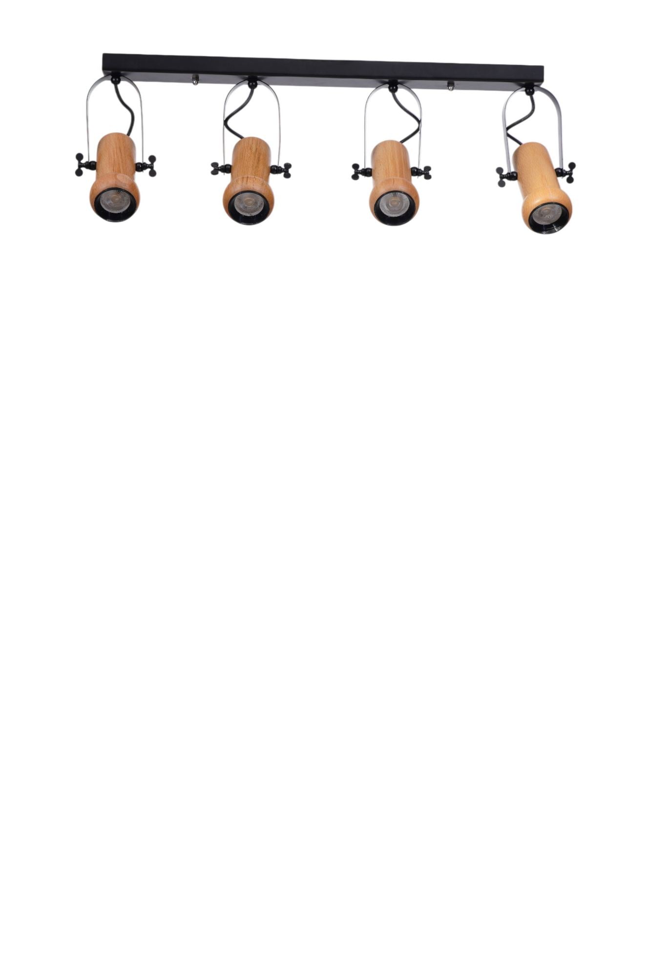 Candeeiro de Teto –  Ø8 h:15 cm – Preto e Carvalho – Metal e Madeira