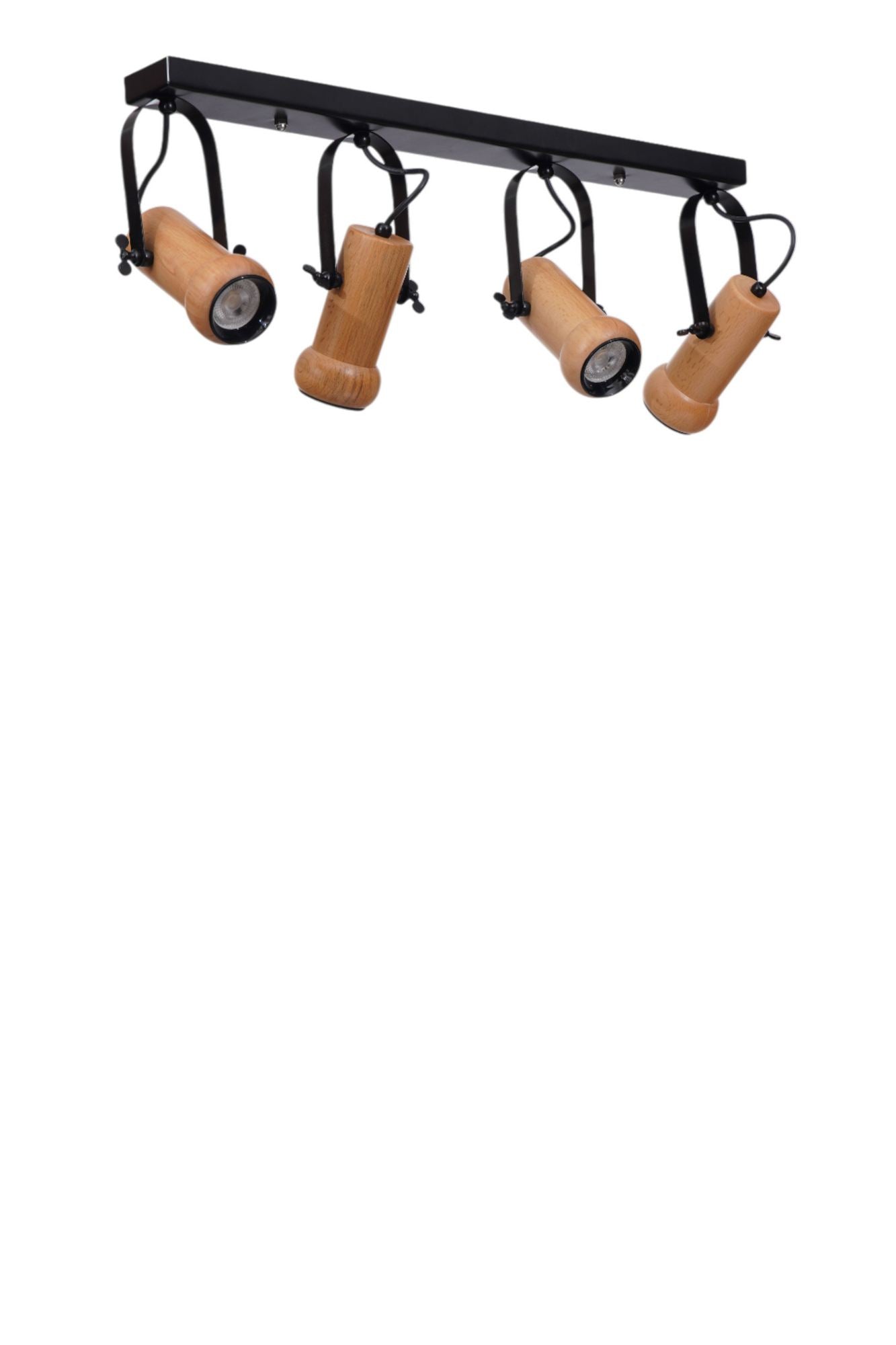 Candeeiro de Teto –  Ø8 h:15 cm – Preto e Carvalho – Metal e Madeira