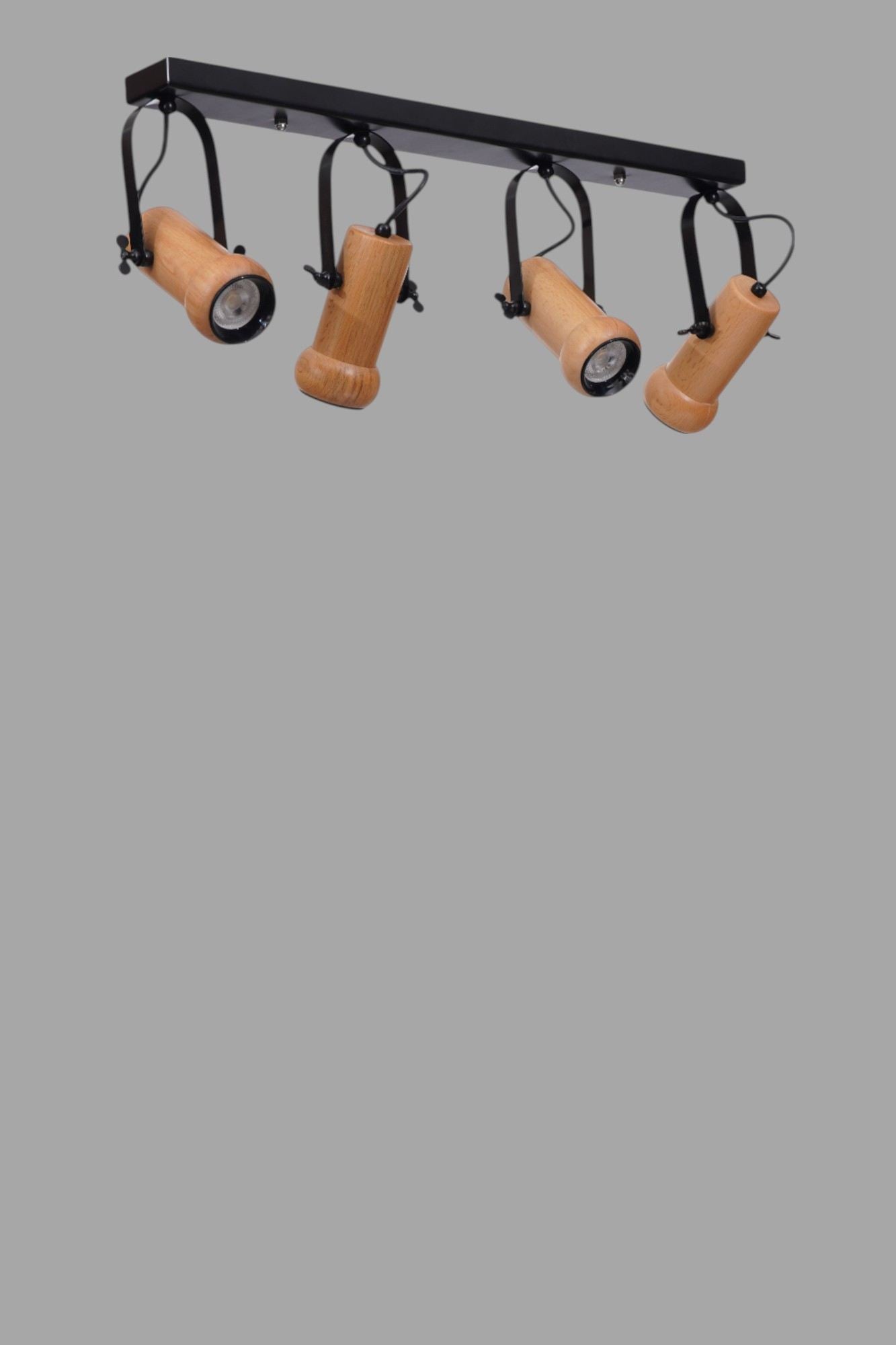 Candeeiro de Teto –  Ø8 h:15 cm – Preto e Carvalho – Metal e Madeira