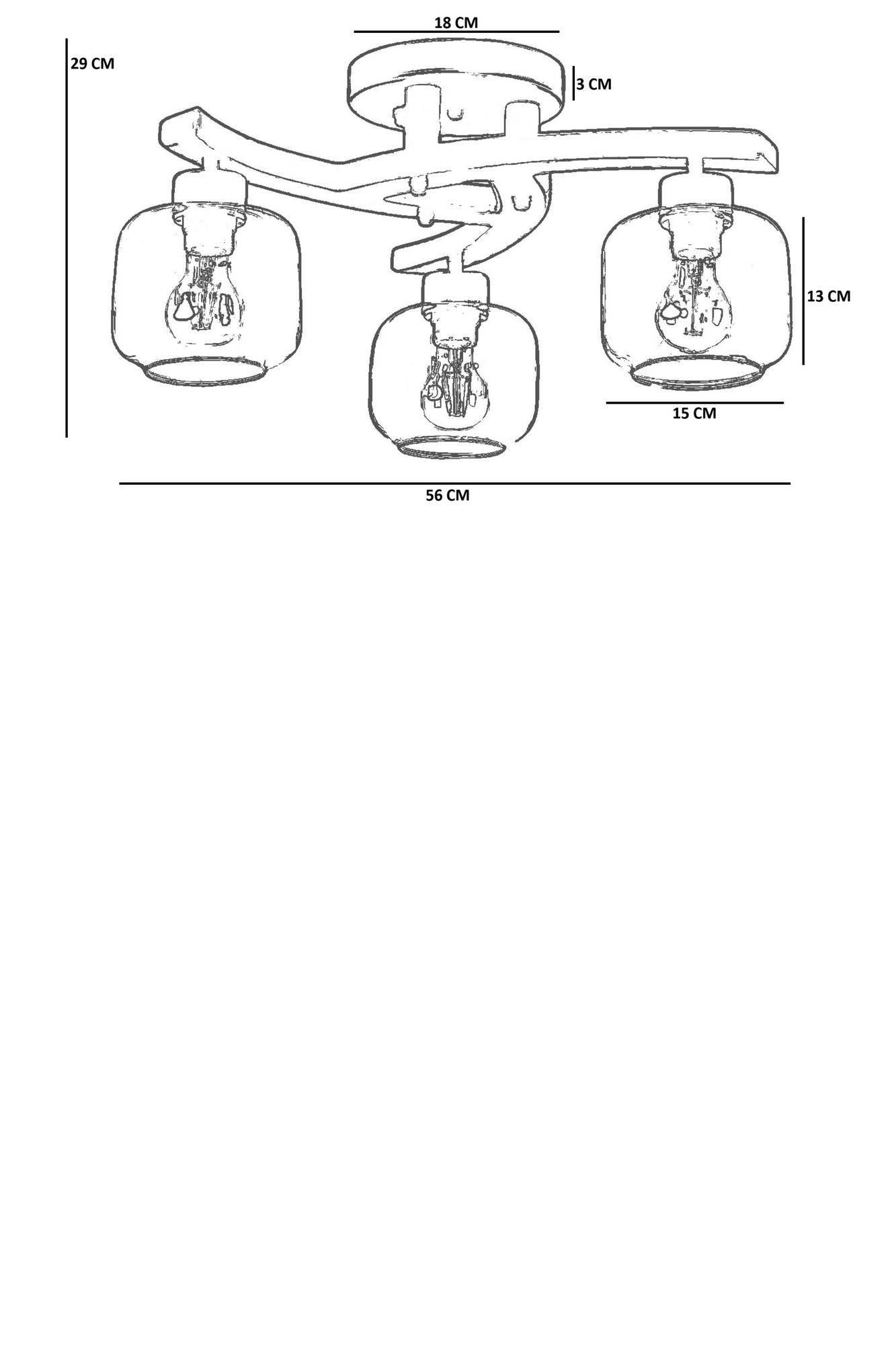 Candeeiro de Teto – 29 cm – Mel, Noz, Dourado – Metal e Vidro