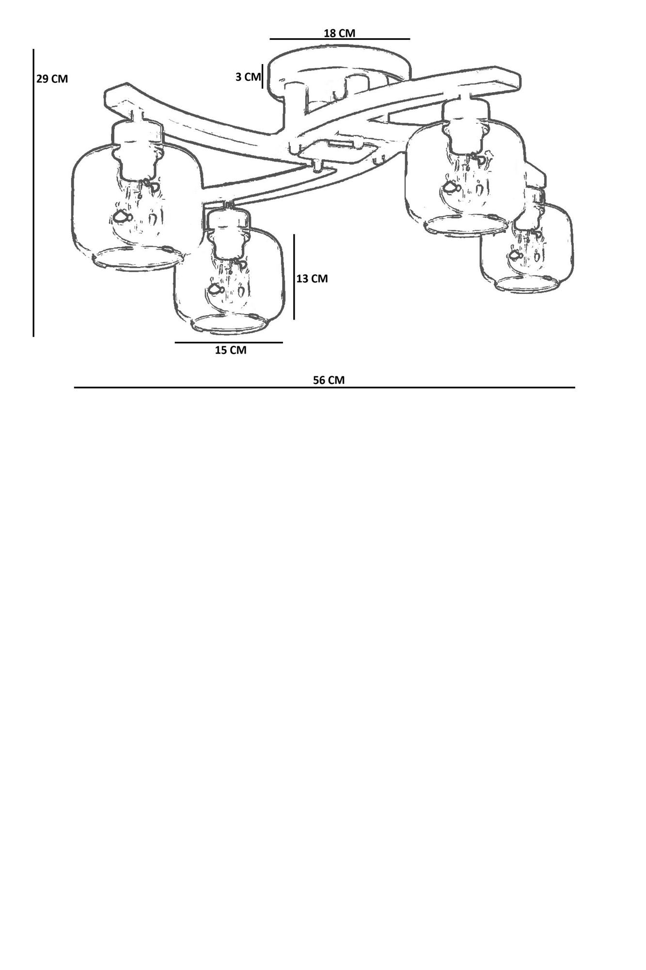 Candeeiro de Teto – 29 cm – Mel, Noz, Dourado – Metal e Vidro